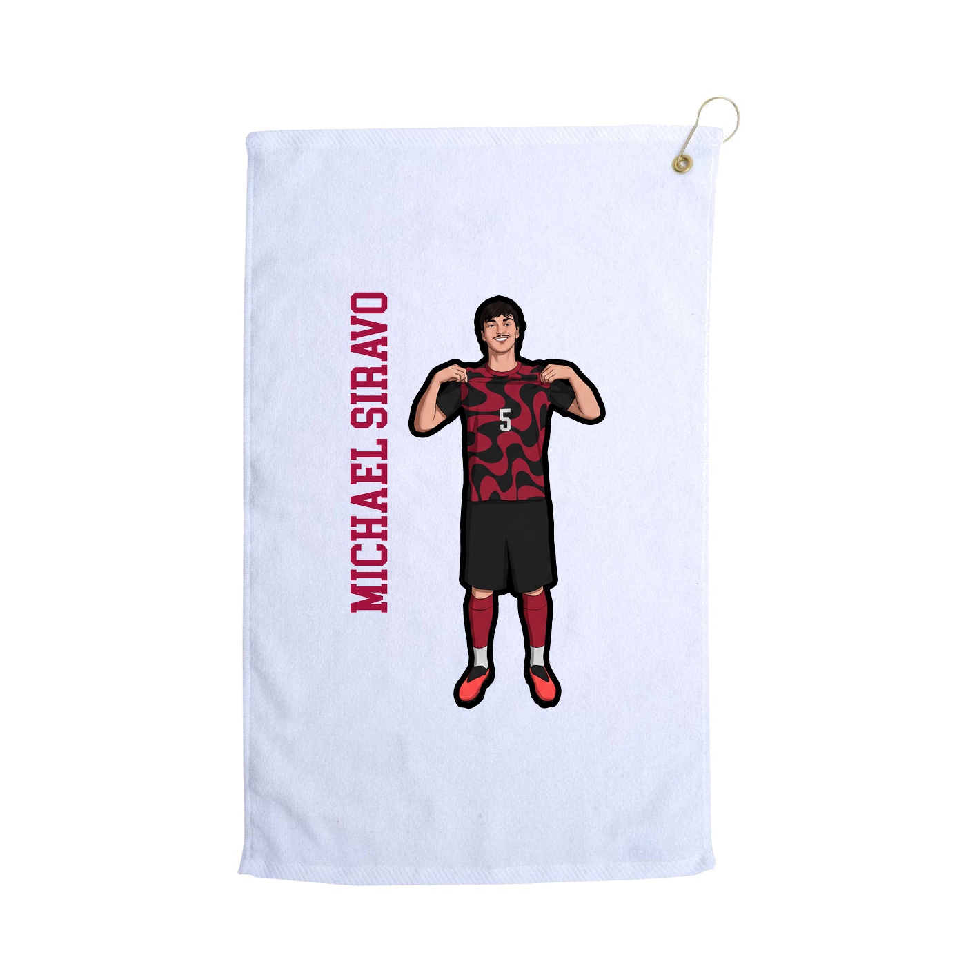 Golf Towel — Name Vertical in White