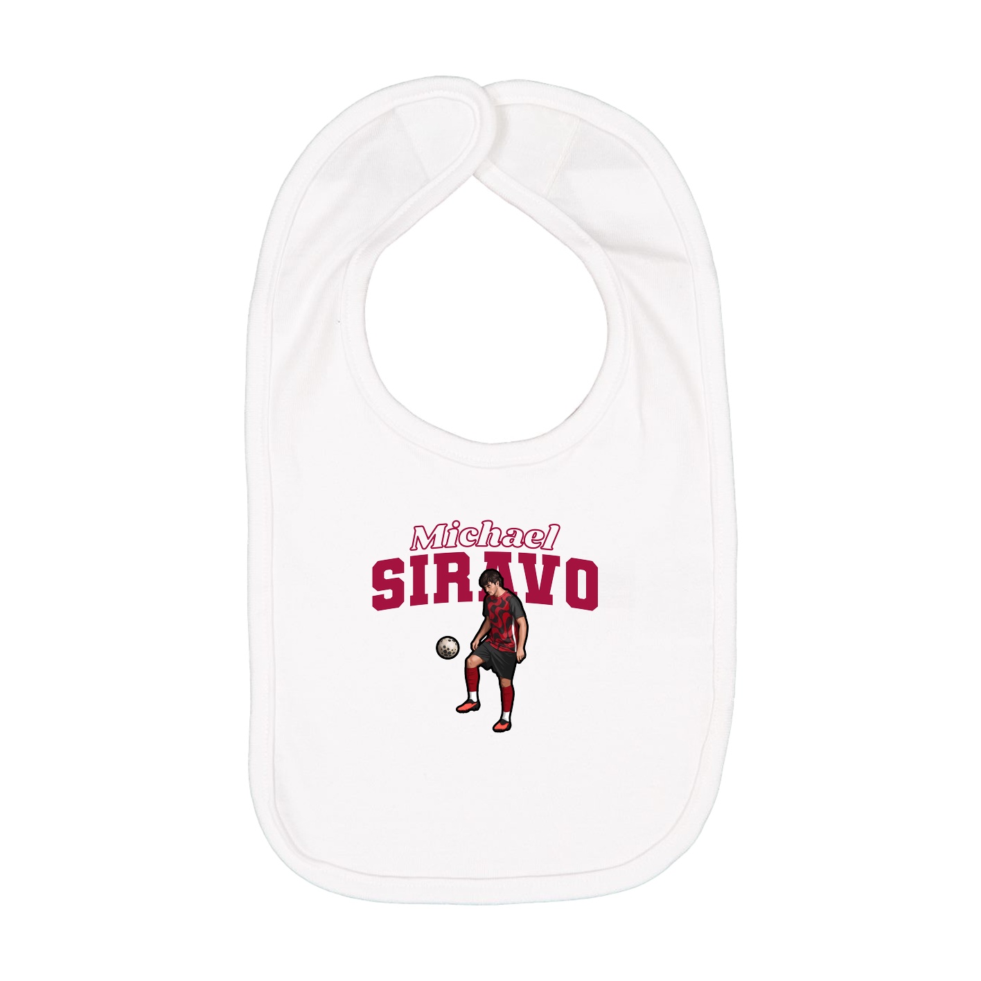 Infant Bib — Name Arch in White