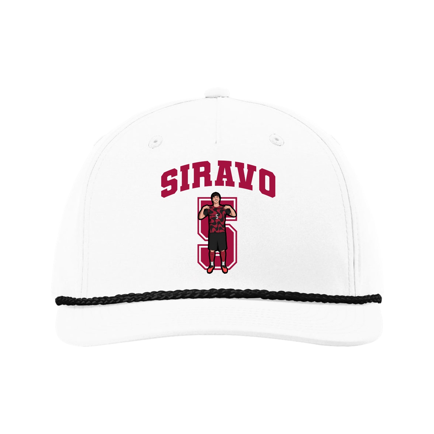 Five-Panel Classic Rope Cap — Number in White