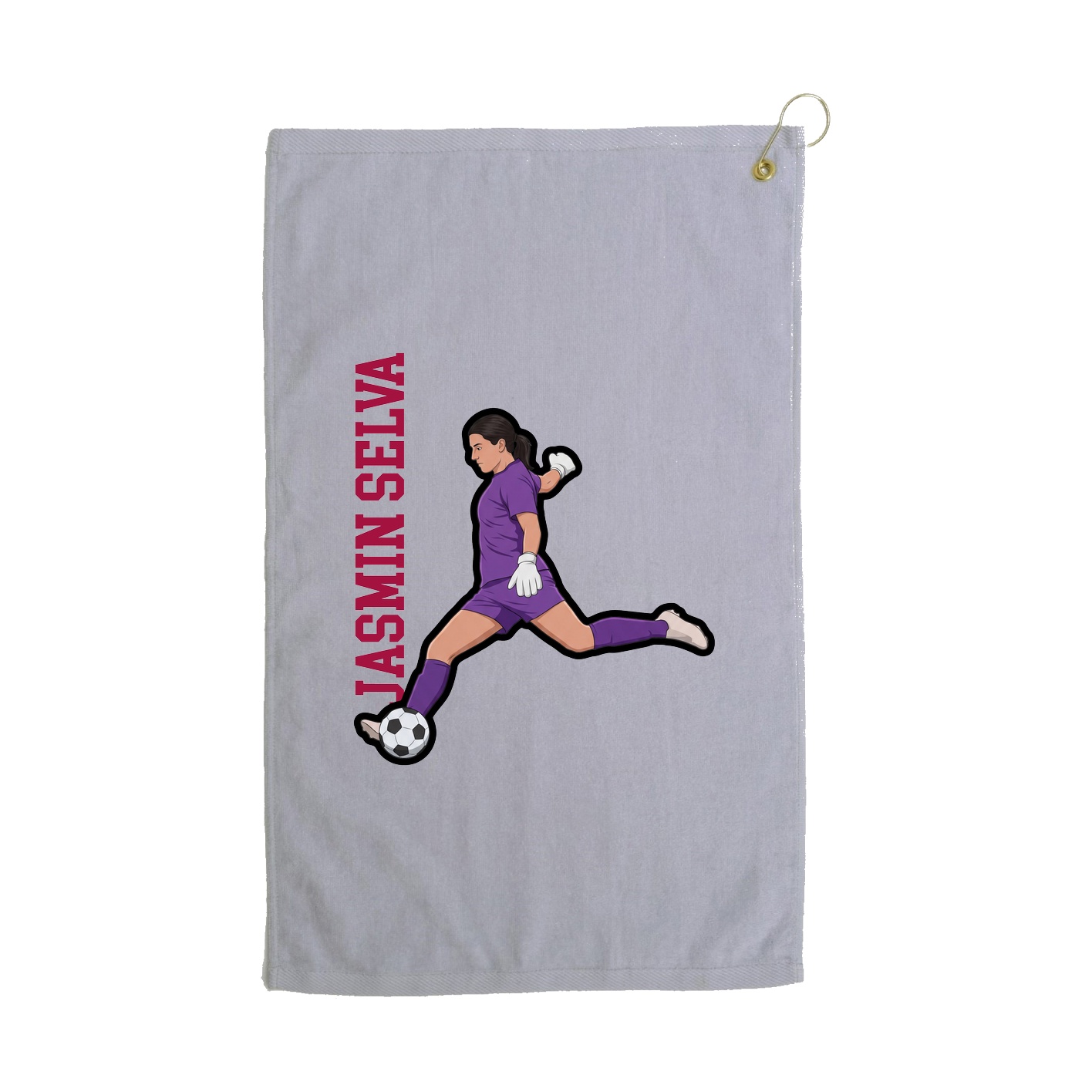 Golf Towel — Name Vertical in Grey