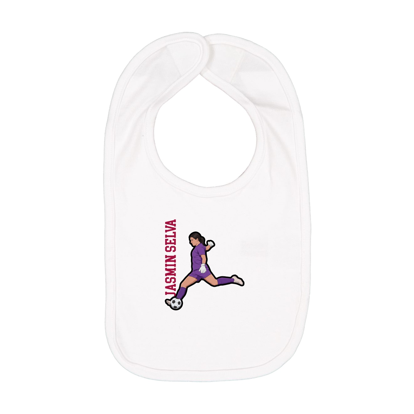 Infant Bib — Name Vertical in White