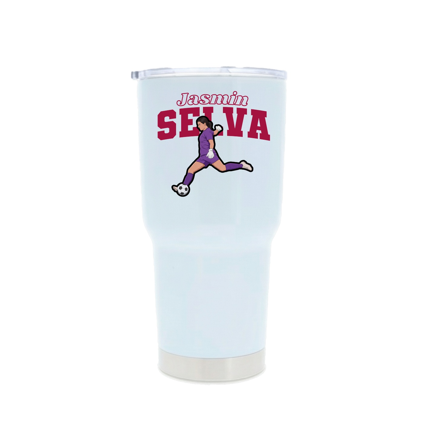 30oz Stainless Steel Tumbler — Name Arch in White