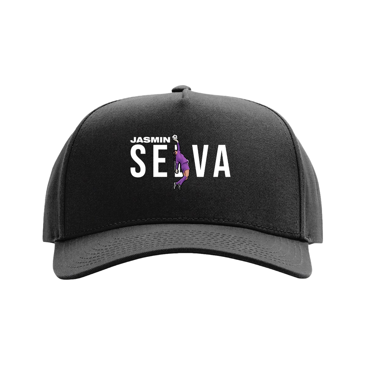 Full Fabric Five-Panel Champ Cap — Player Name in Black