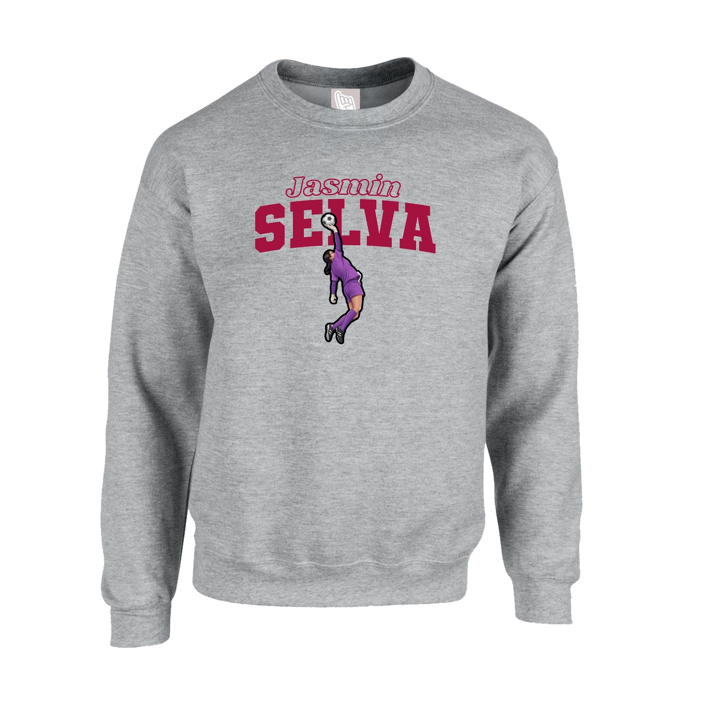 Fleece Crew — Name Arch in Grey