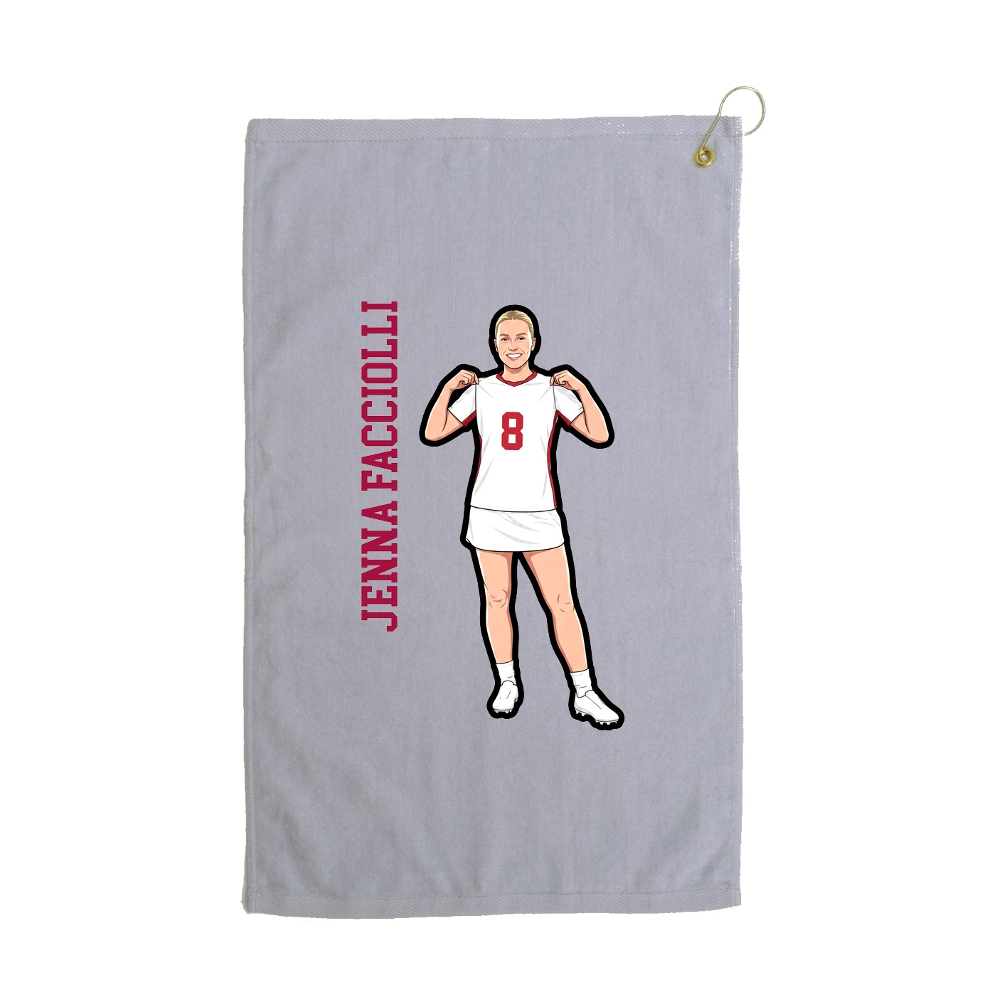 Golf Towel — Name Vertical in Grey