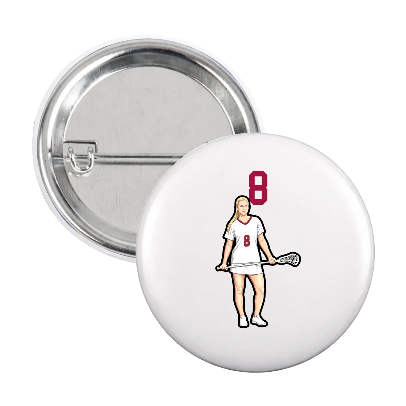 Game Day Button — Number Top in White