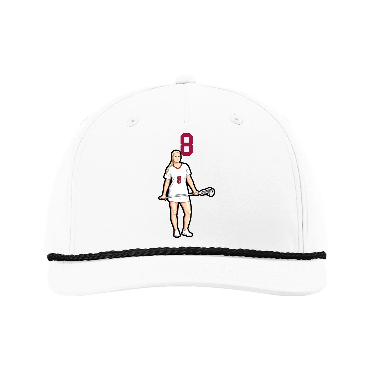 Five-Panel Classic Rope Cap — Number Top in White