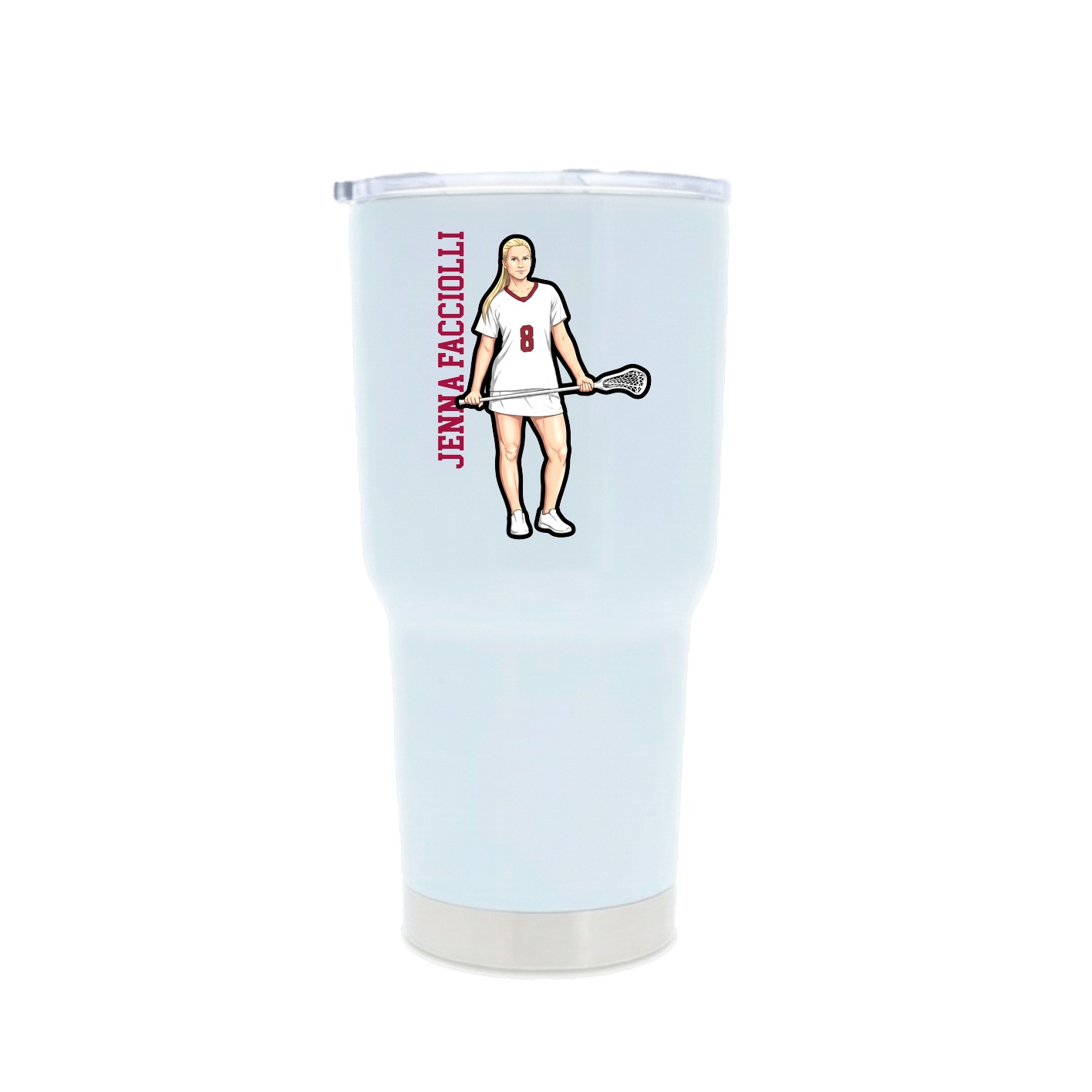 30oz Stainless Steel Tumbler — Name Vertical in White