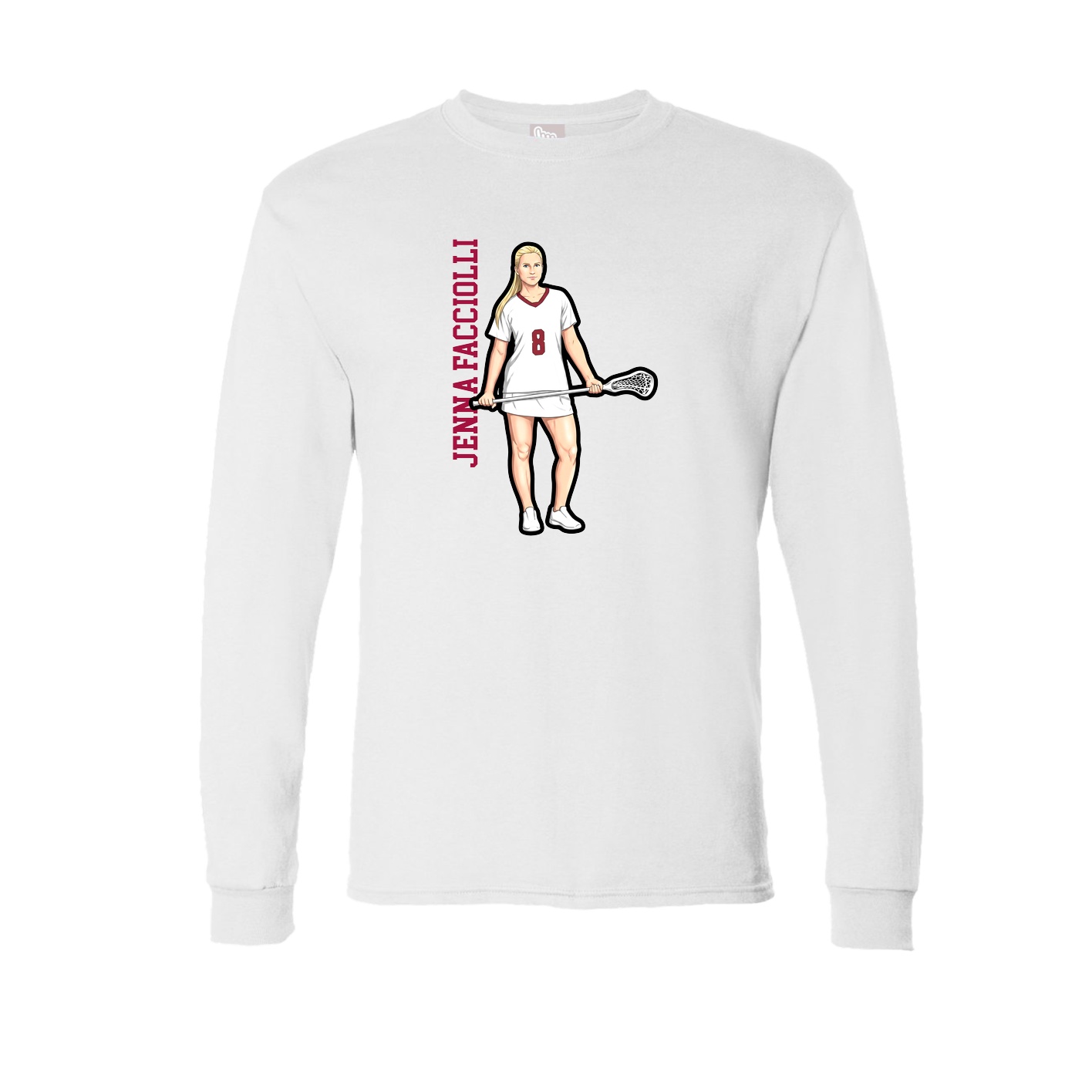 Long Sleeve Tee — Name Vertical in White