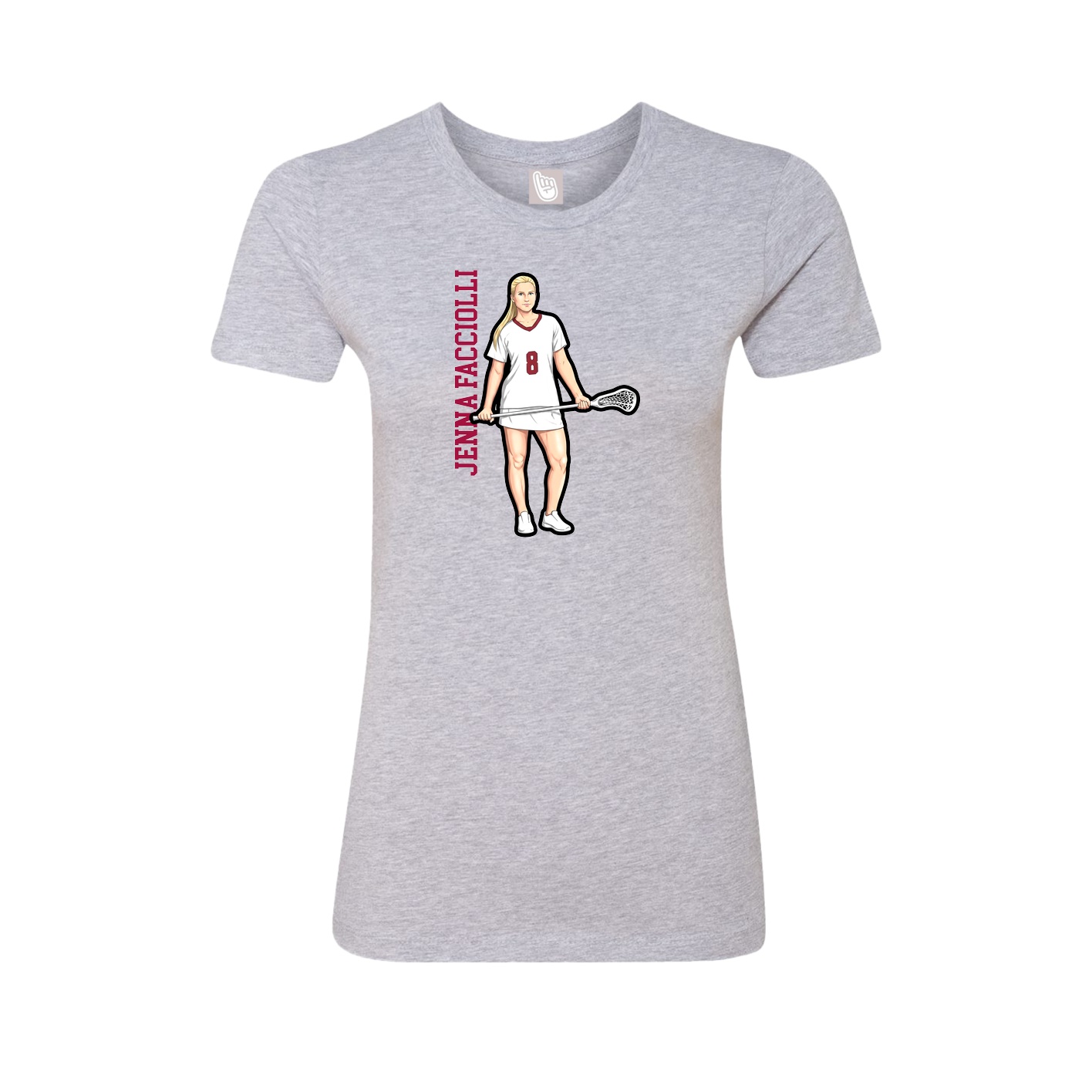 Fitted Women's Tee — Name Vertical in Grey