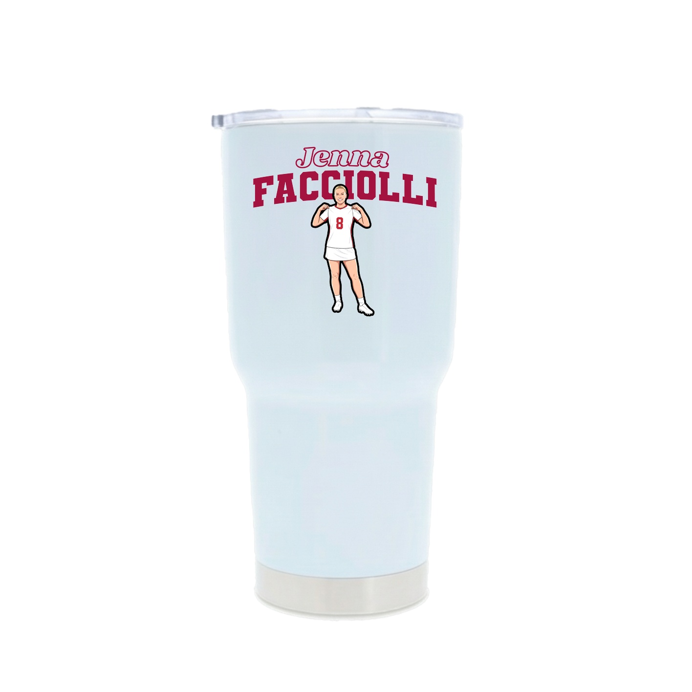 30oz Stainless Steel Tumbler — Name Arch in White