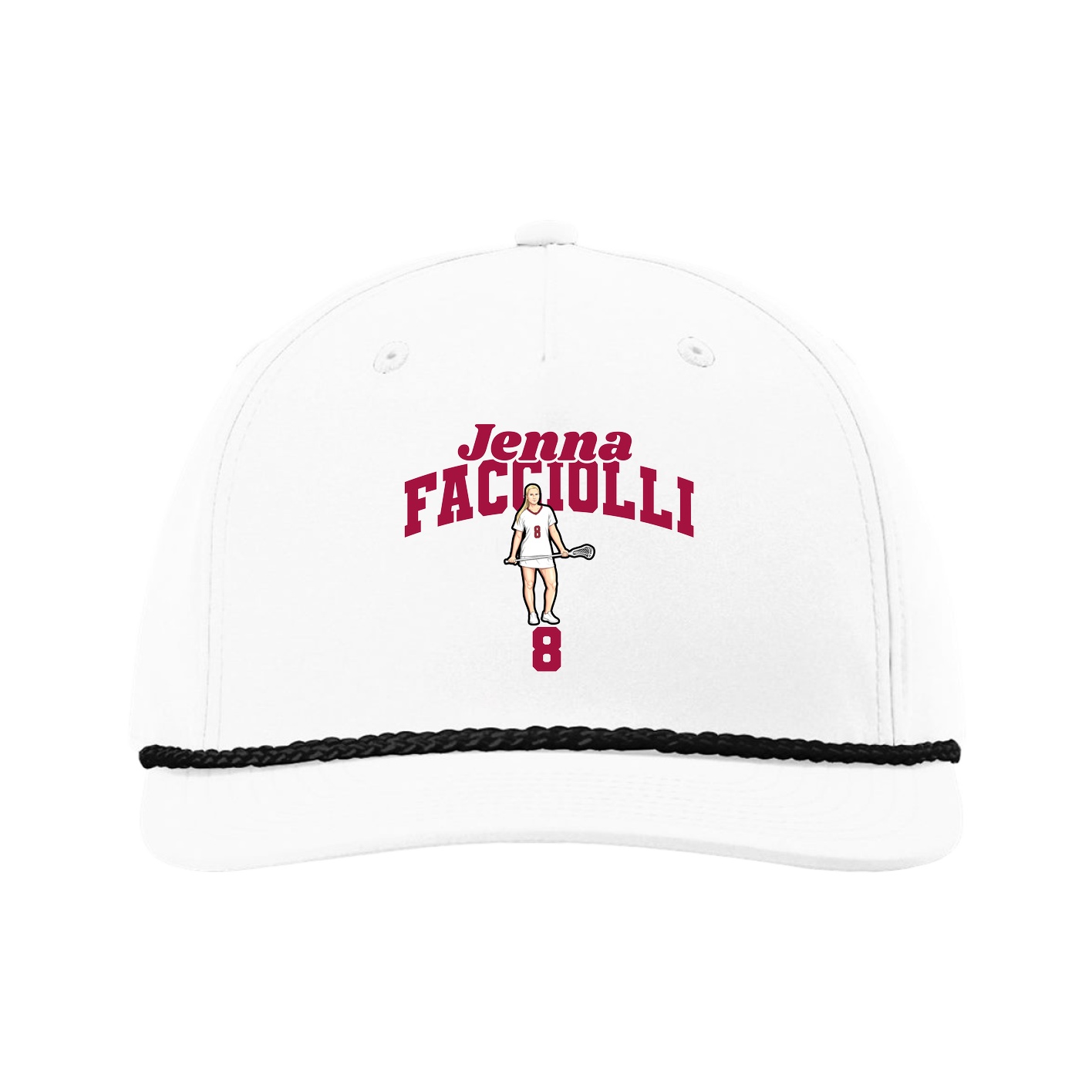 Five-Panel Classic Rope Cap — Signature Arch in White
