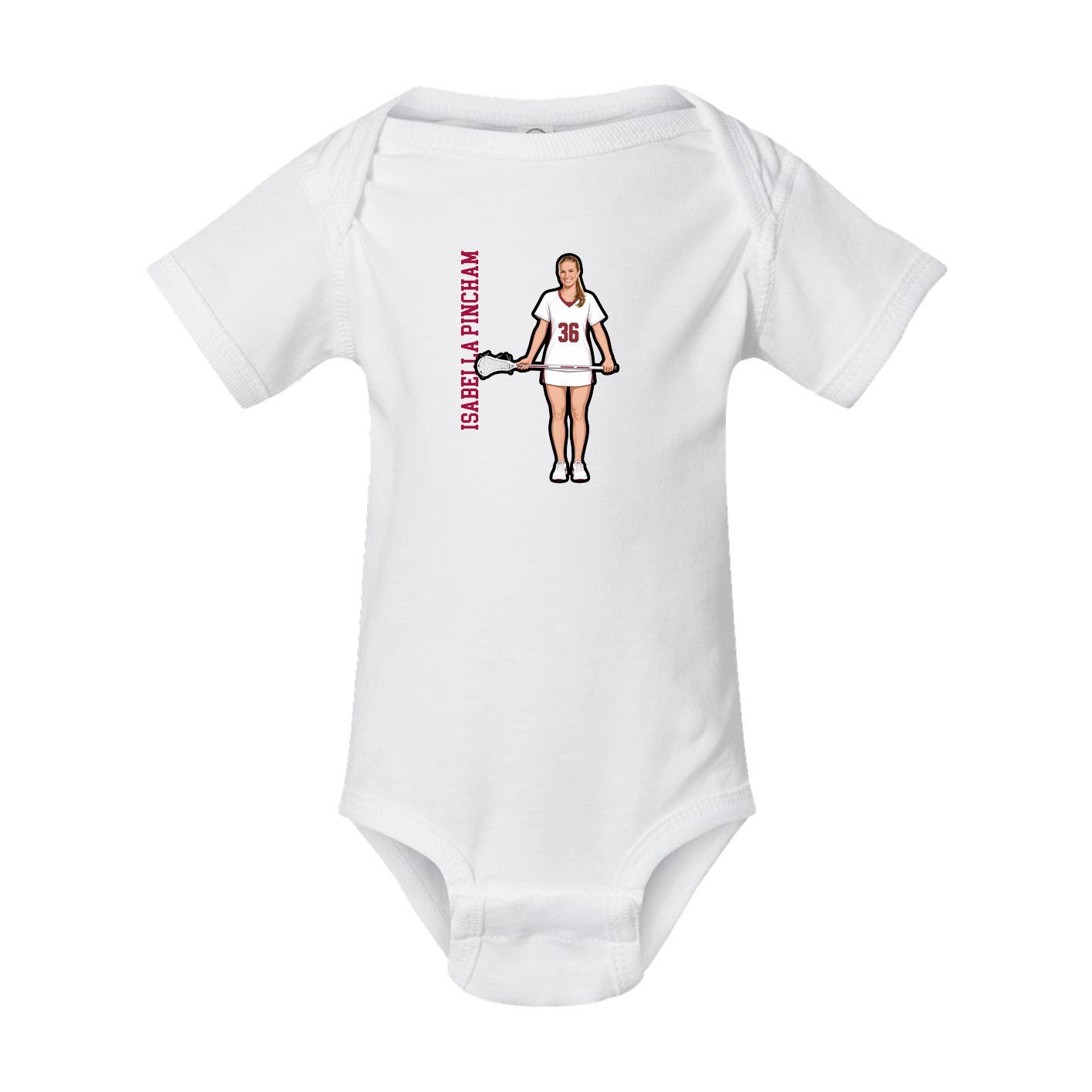 Baby Onesie — Name Vertical in White