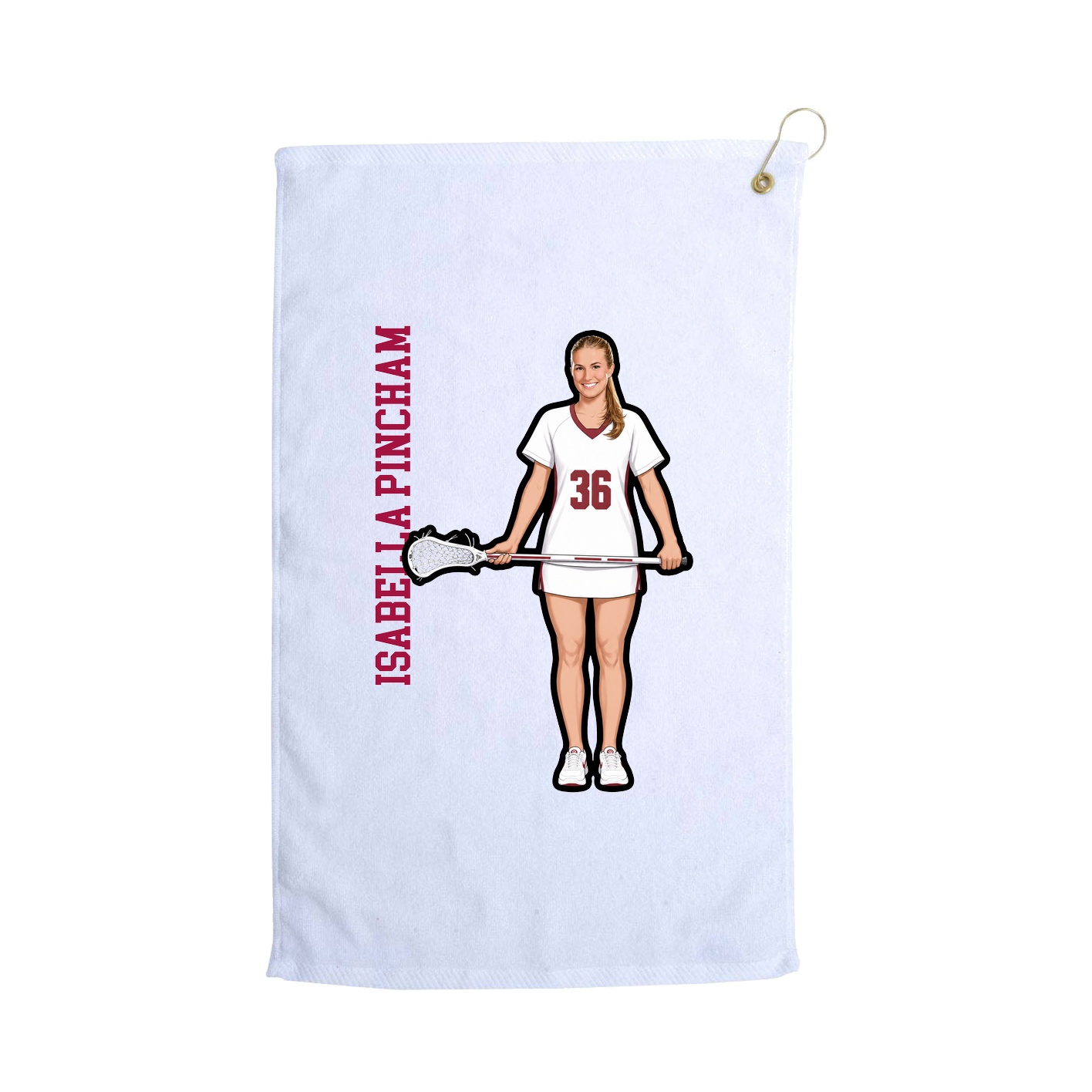 Golf Towel — Name Vertical in White