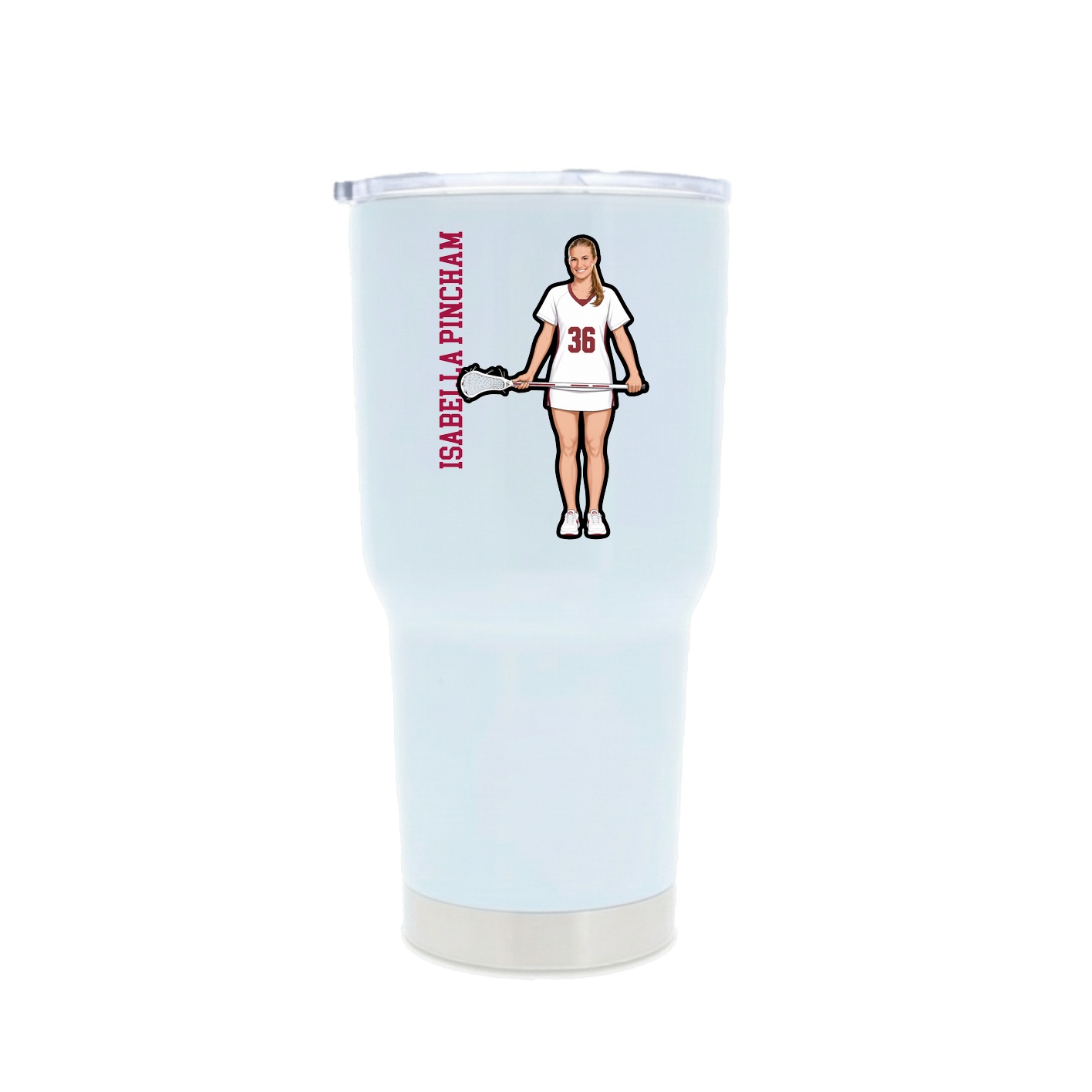 30oz Stainless Steel Tumbler — Name Vertical in White