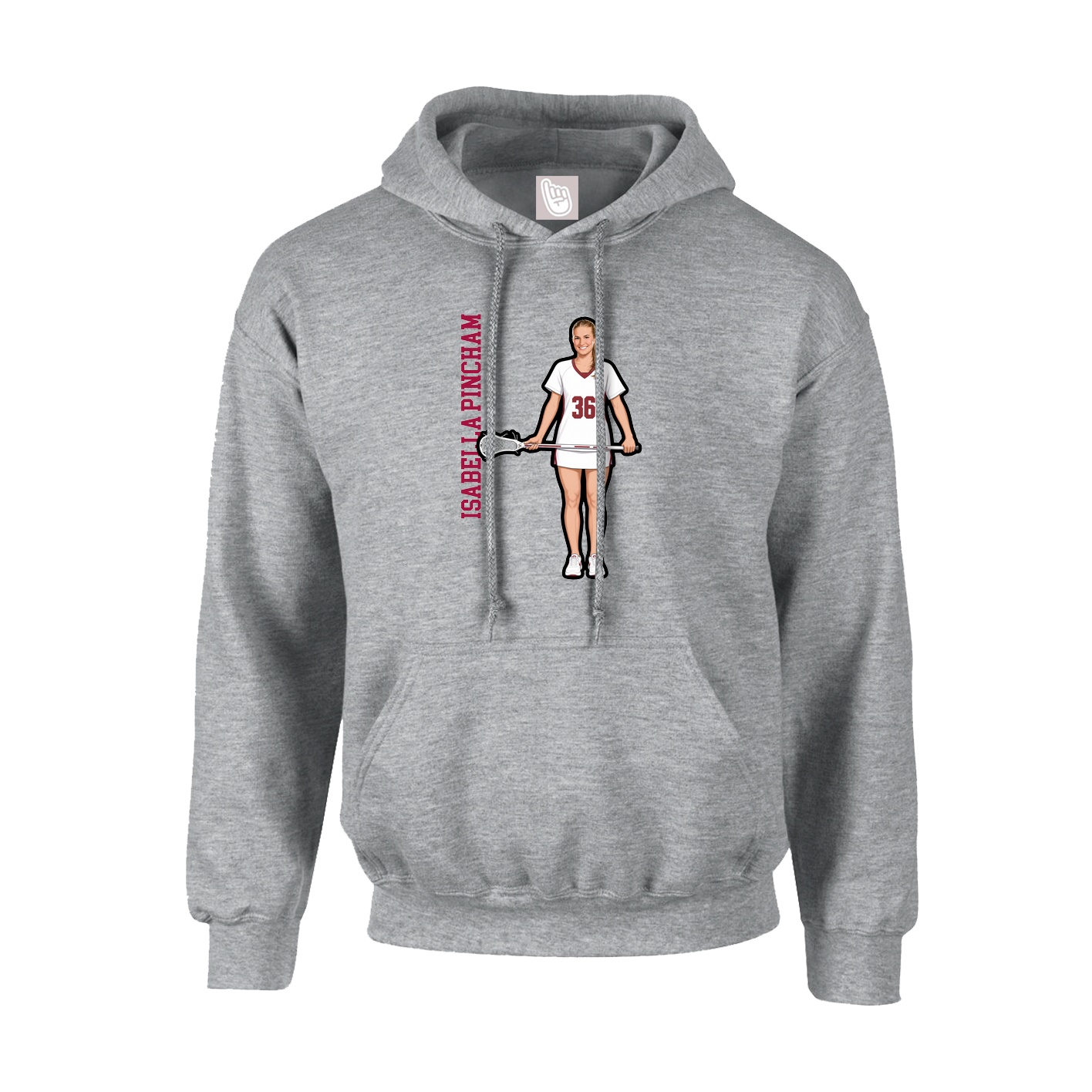 Hoodie — Name Vertical in Grey