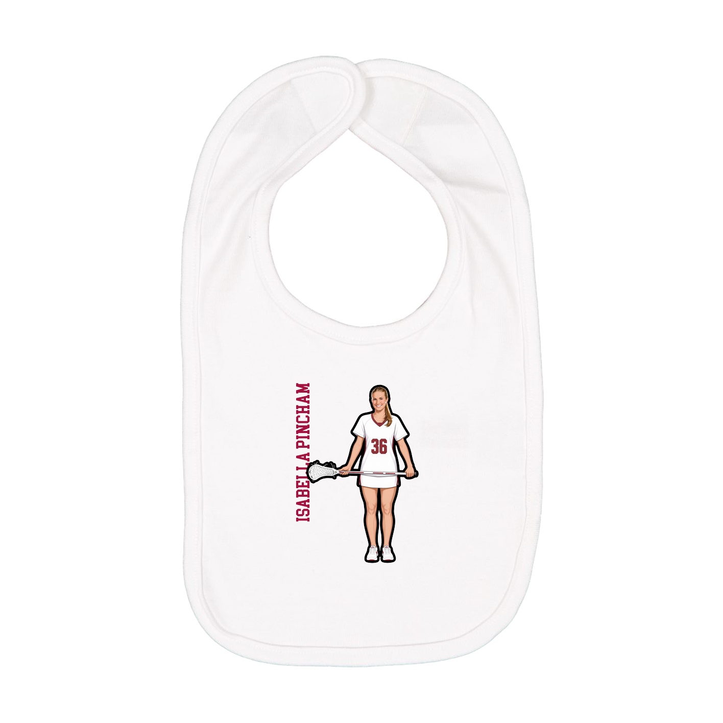 Infant Bib — Name Vertical in White