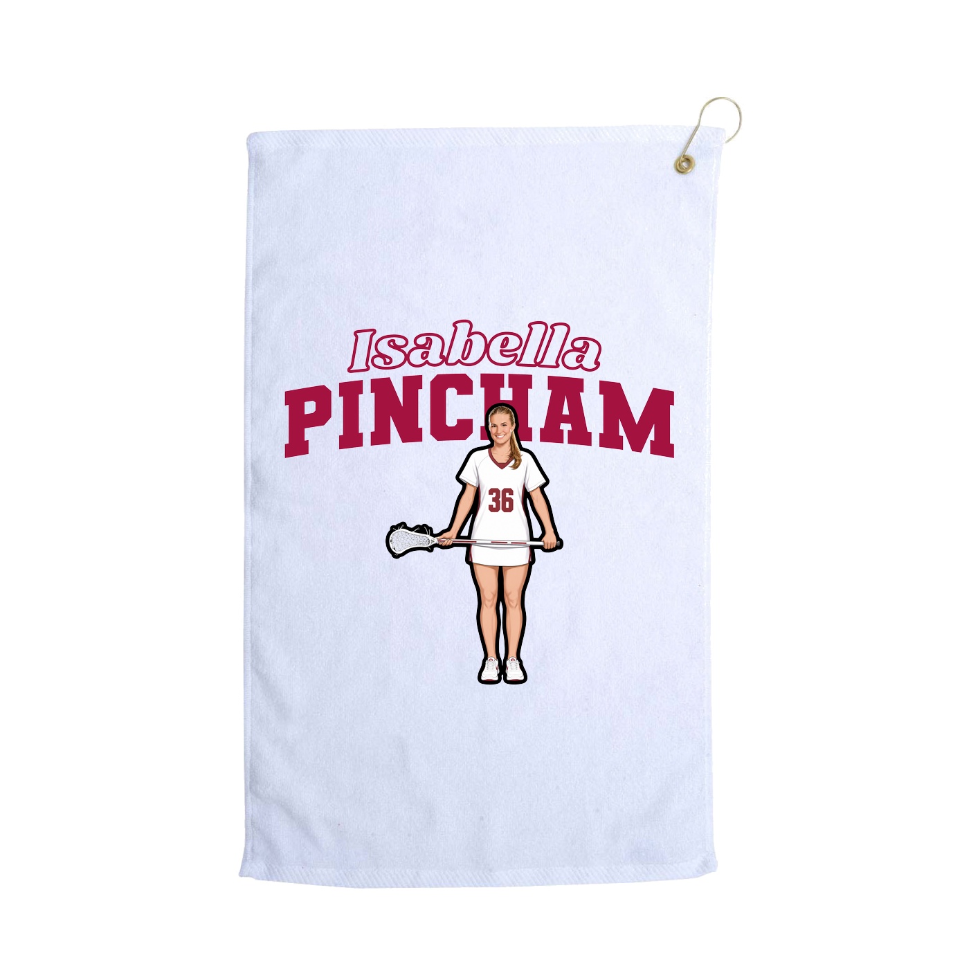 Golf Towel — Name Arch in White