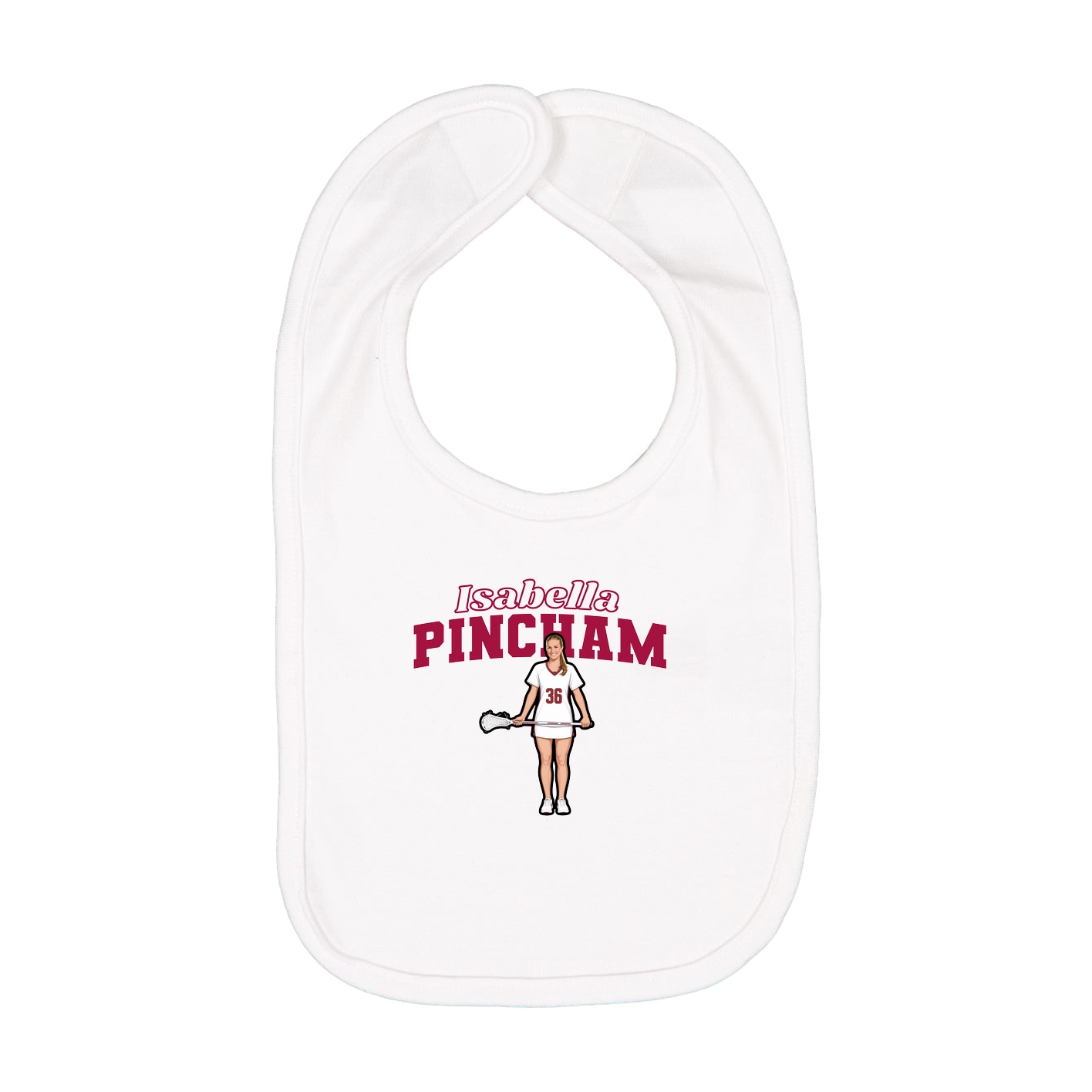 Infant Bib — Name Arch in White
