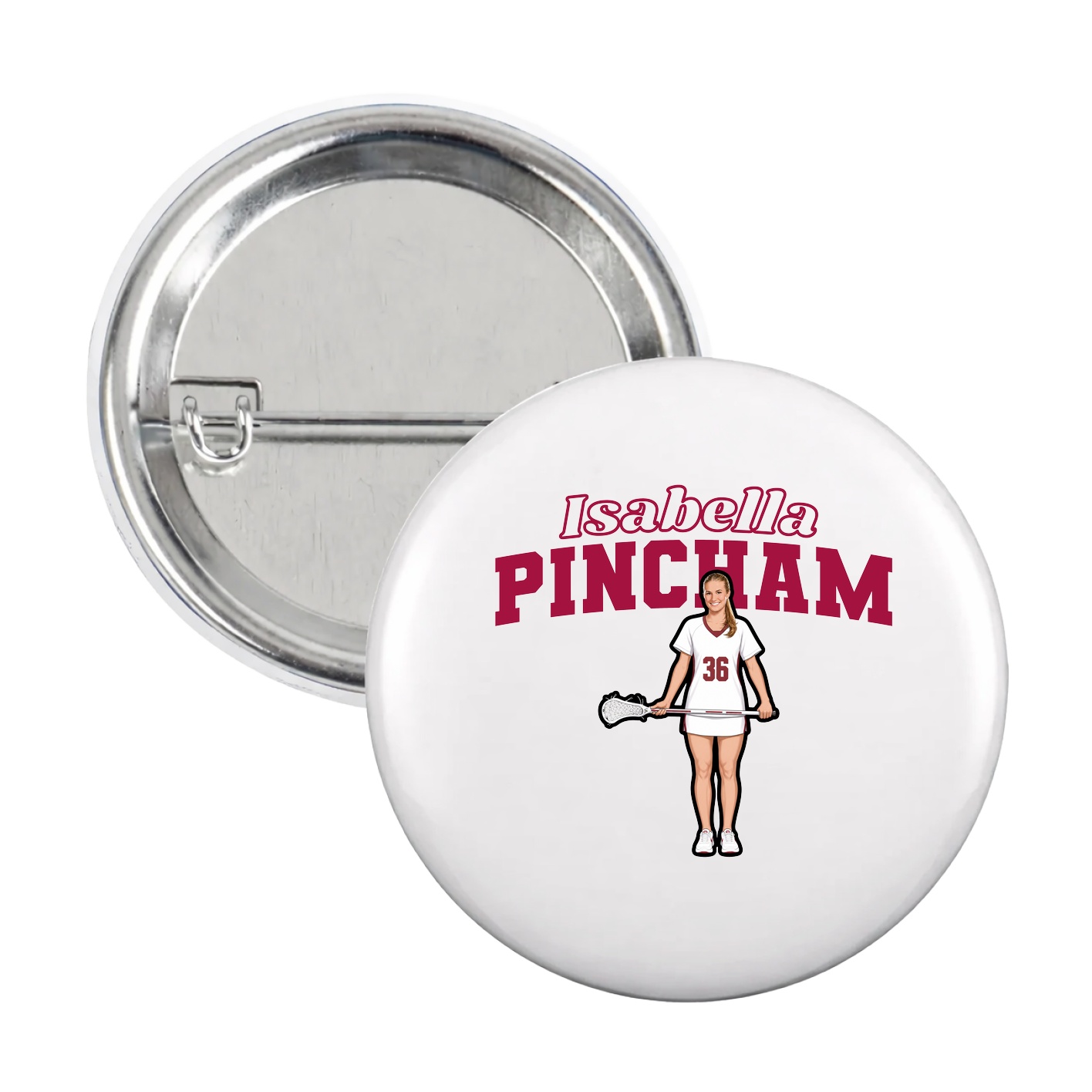 Game Day Button — Name Arch in White
