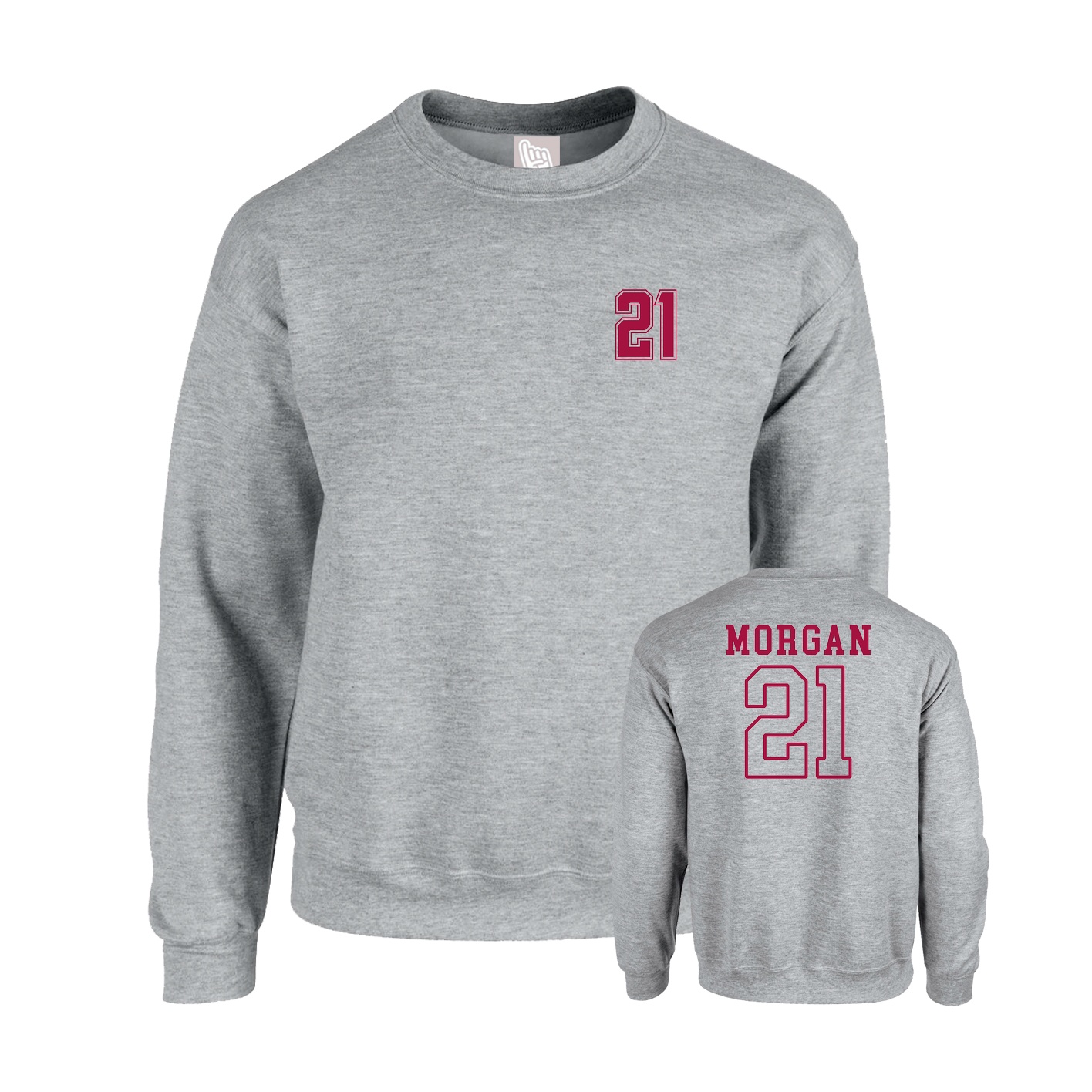 Fleece Crew — Chest Back in Grey