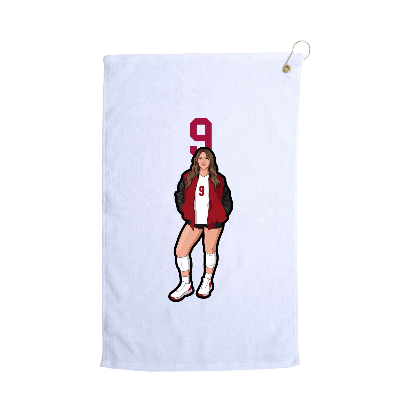 Golf Towel — Number Top in White