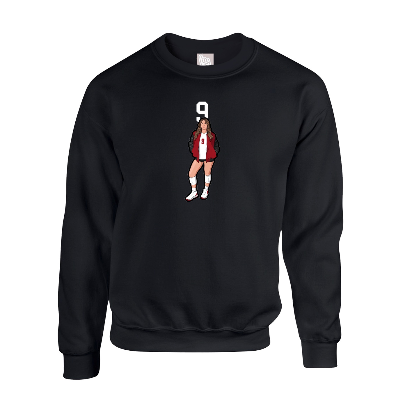 Fleece Crew — Number Top in Black