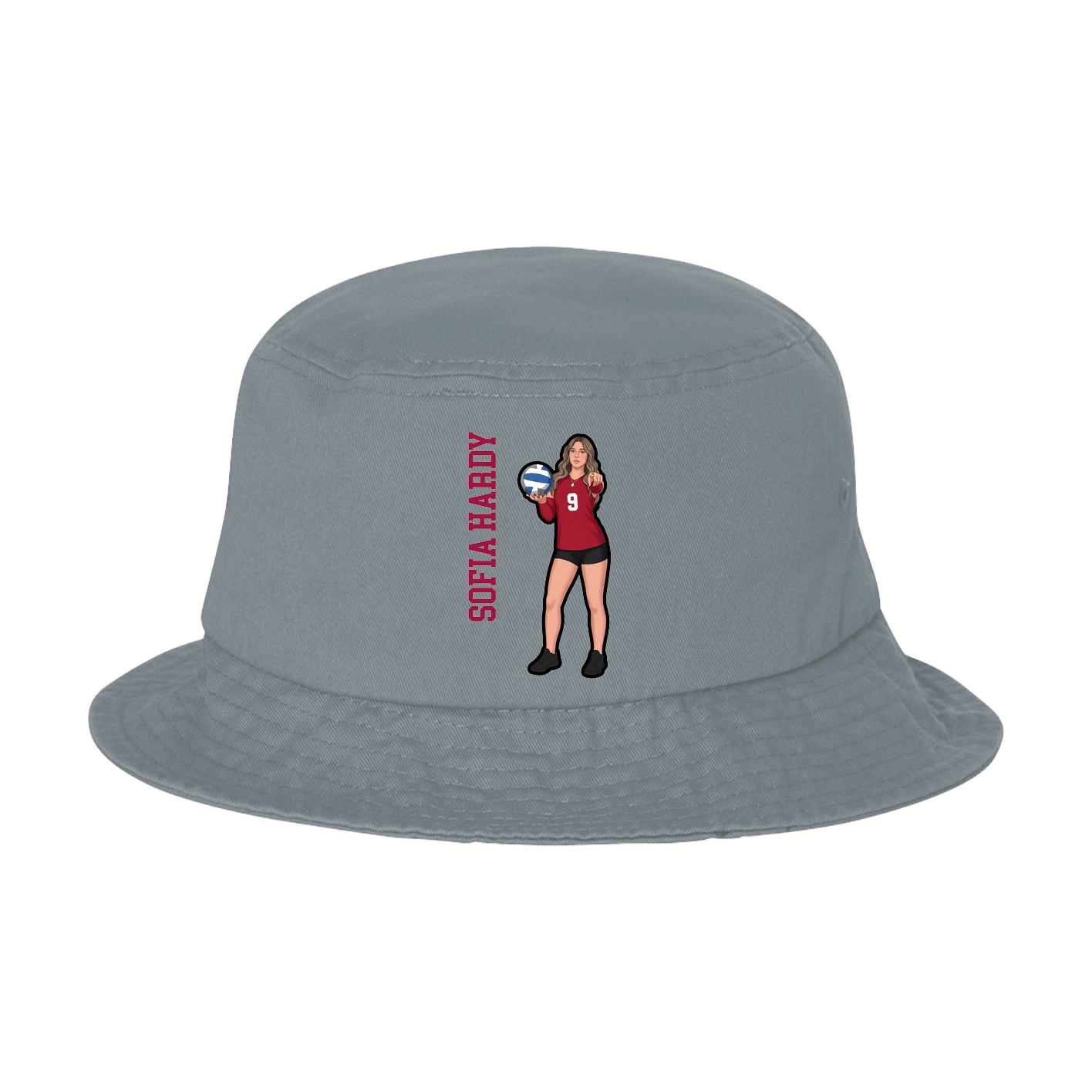Bucket Cap — Name Vertical in Grey