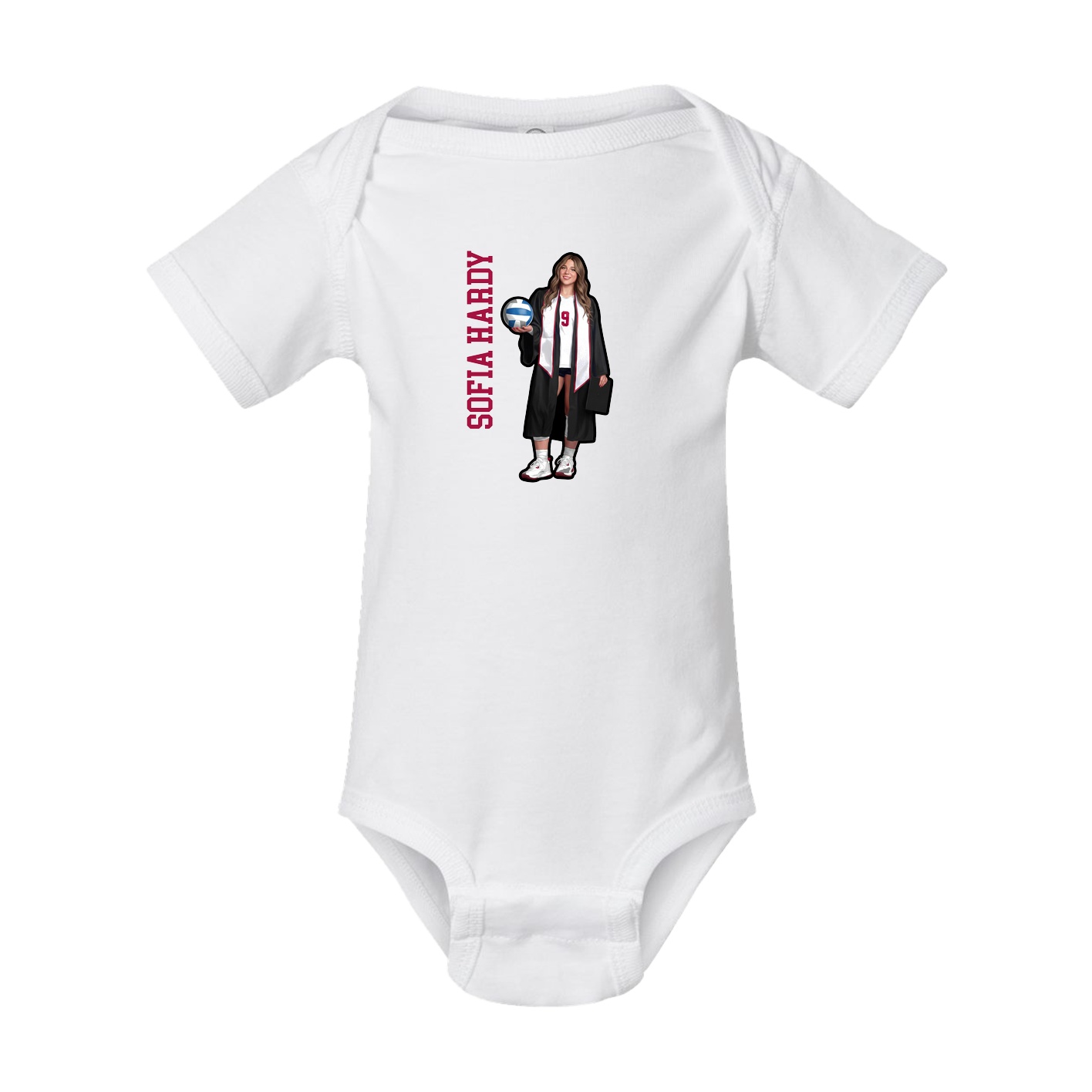 Baby Onesie — Name Vertical in White