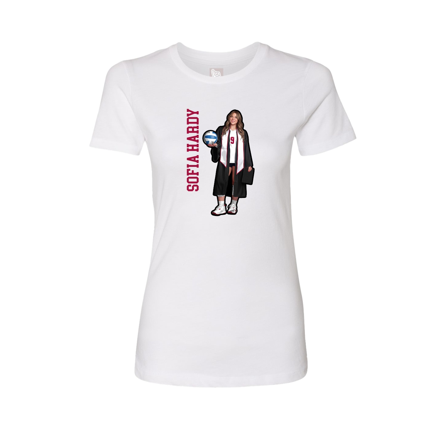 Fitted Women's Tee — Name Vertical in White