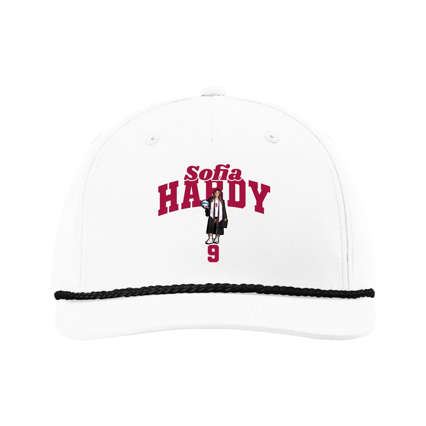 Five-Panel Classic Rope Cap — Signature Arch in White
