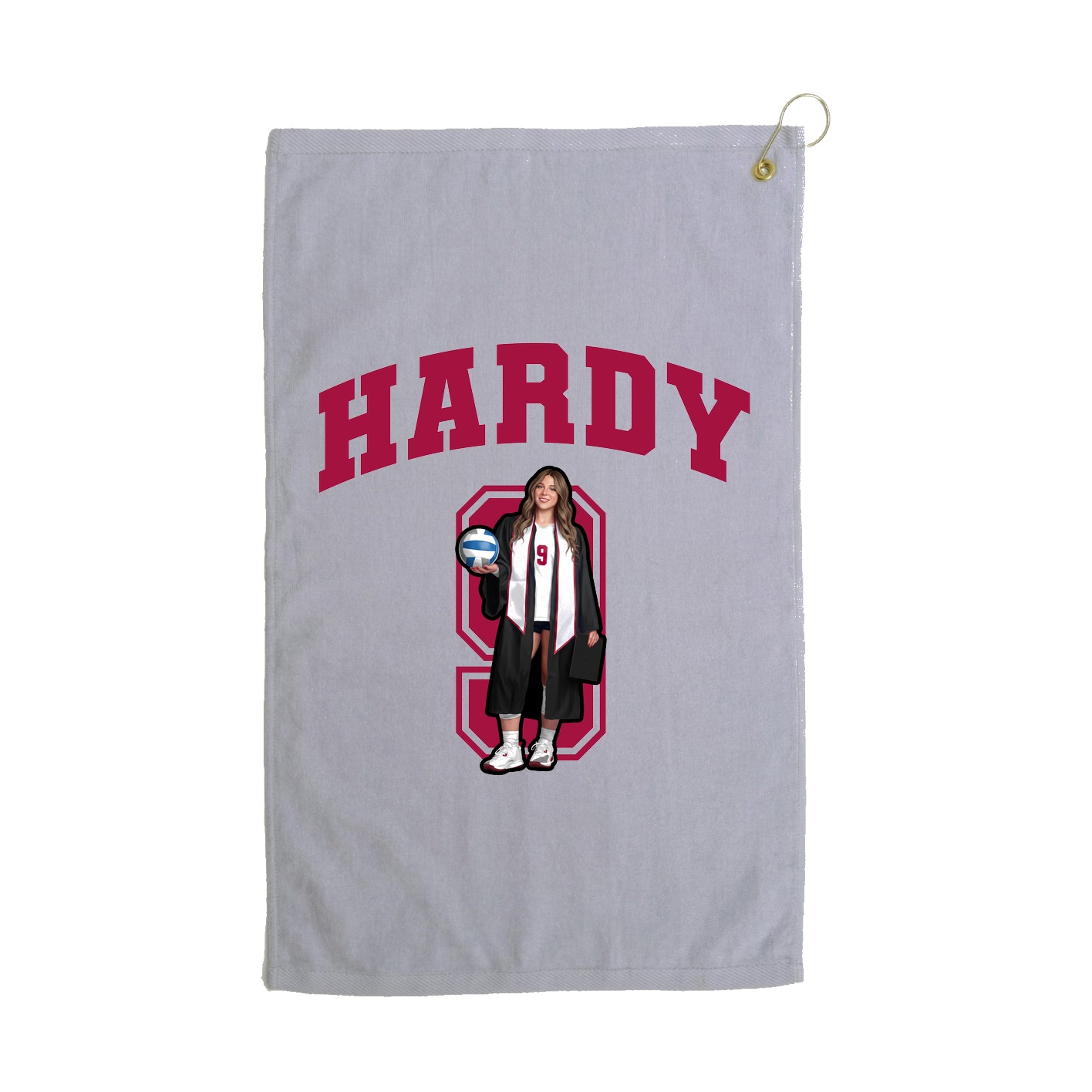 Golf Towel — Number in Grey