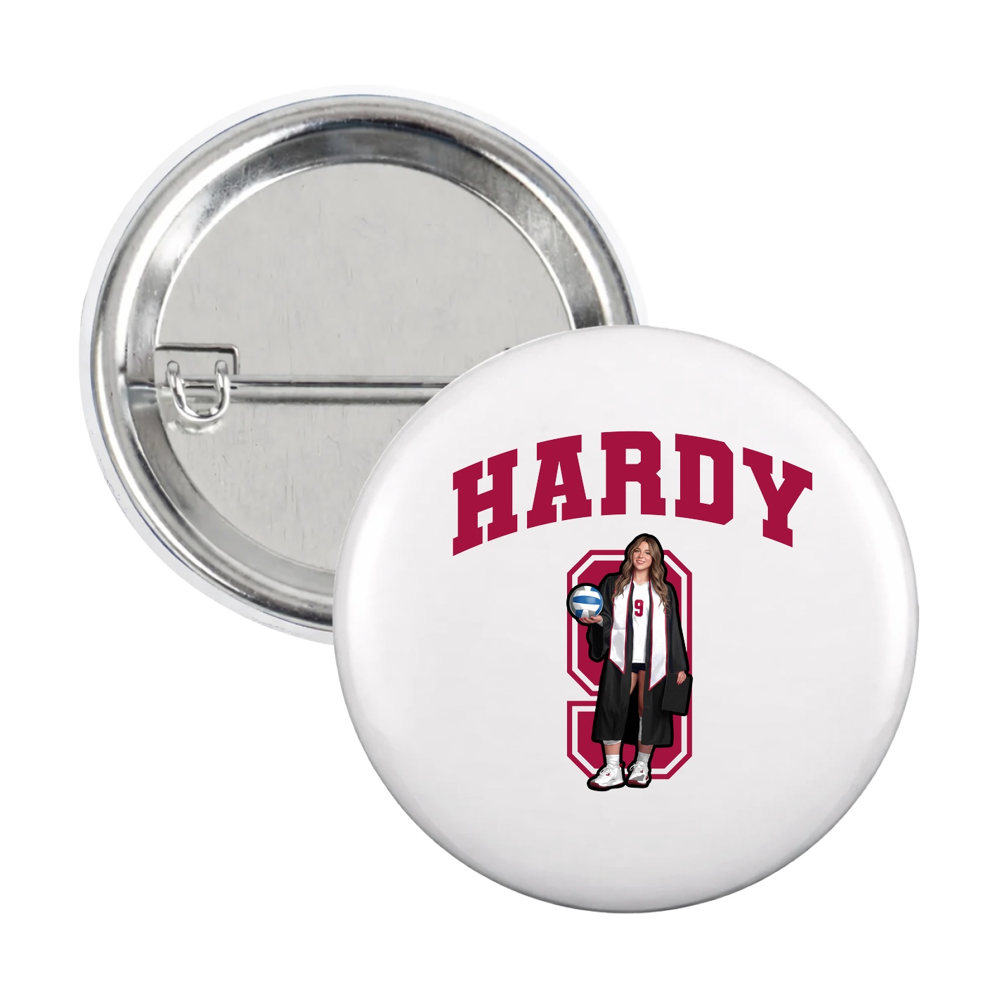 Game Day Button — Number in White