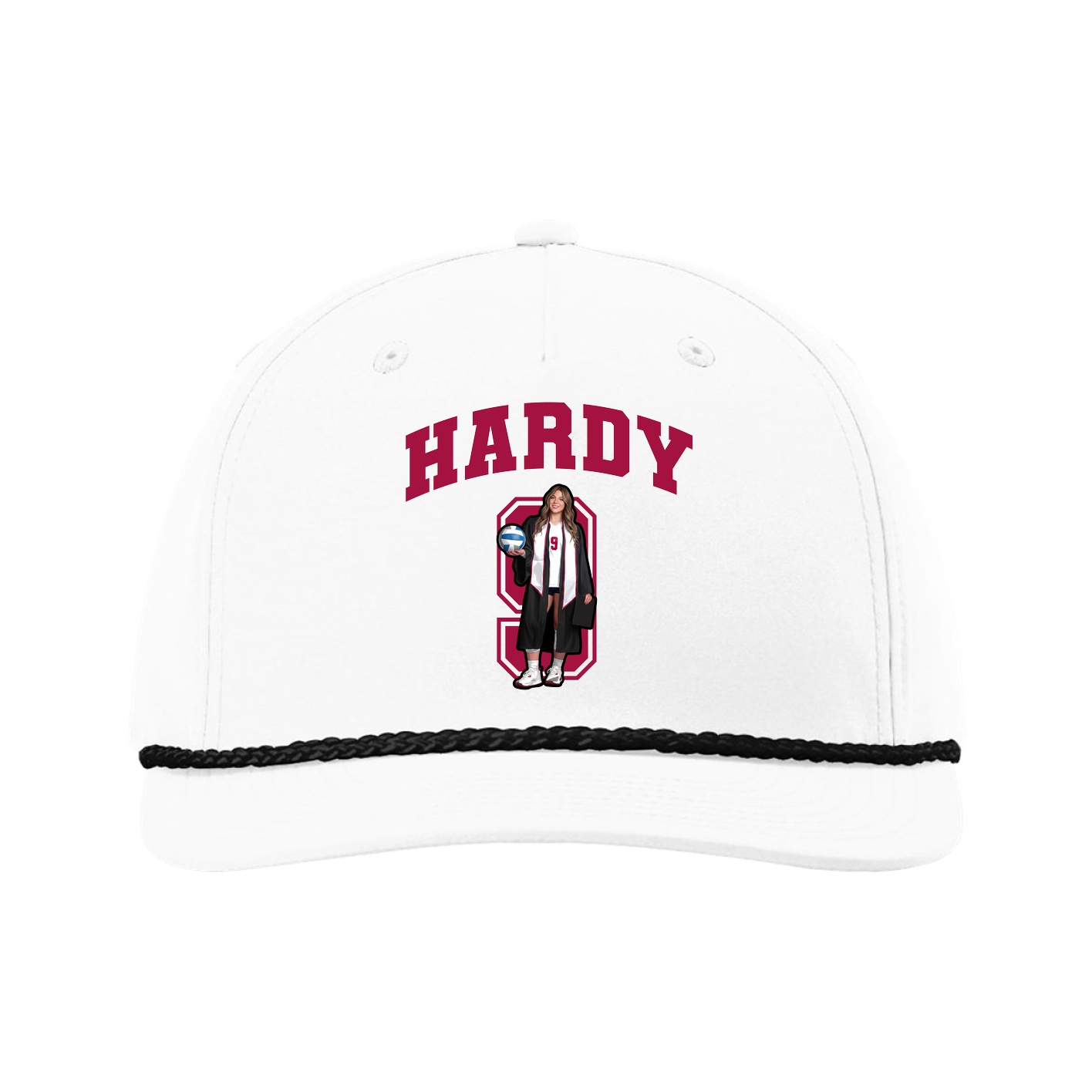 Five-Panel Classic Rope Cap — Number in White