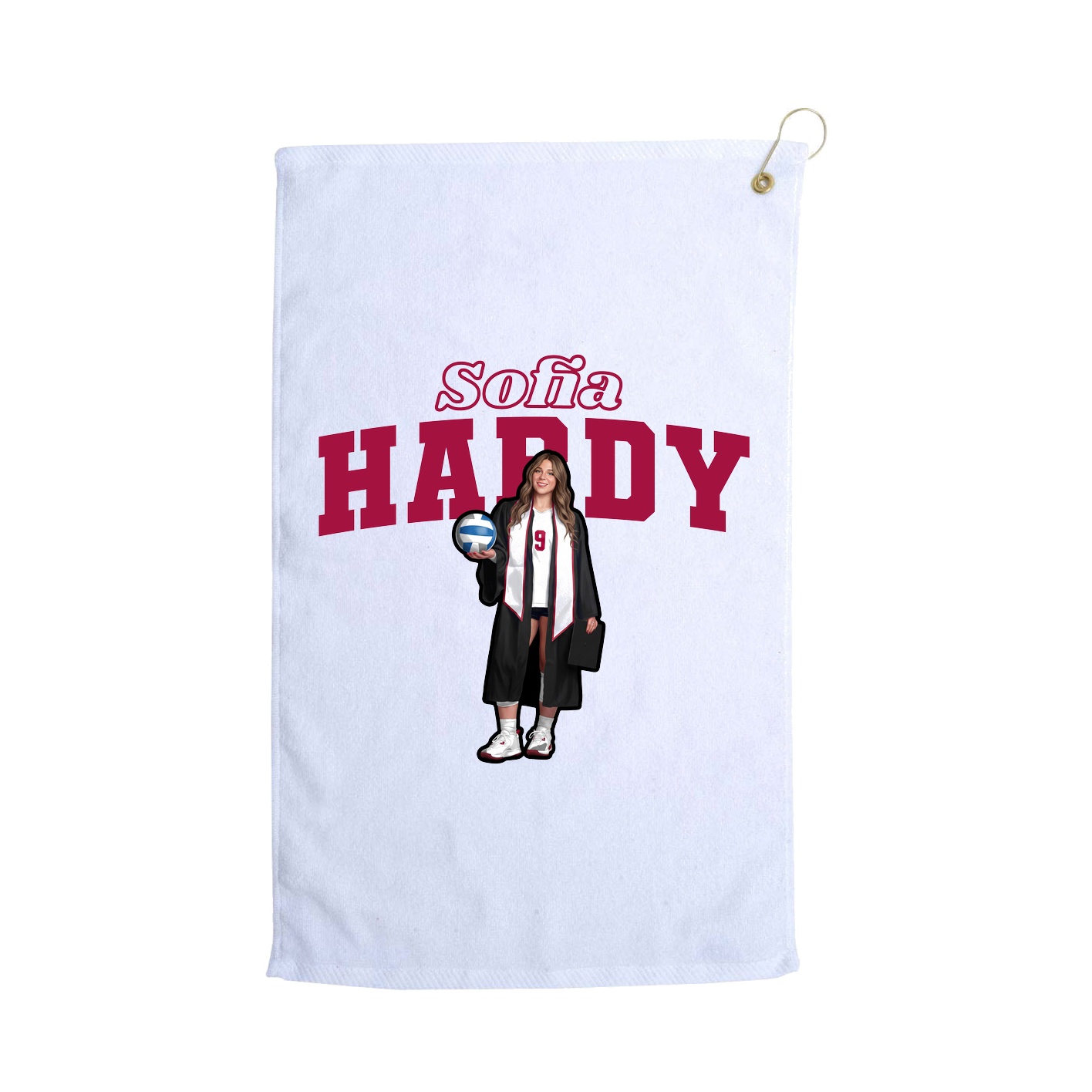 Golf Towel — Name Arch in White
