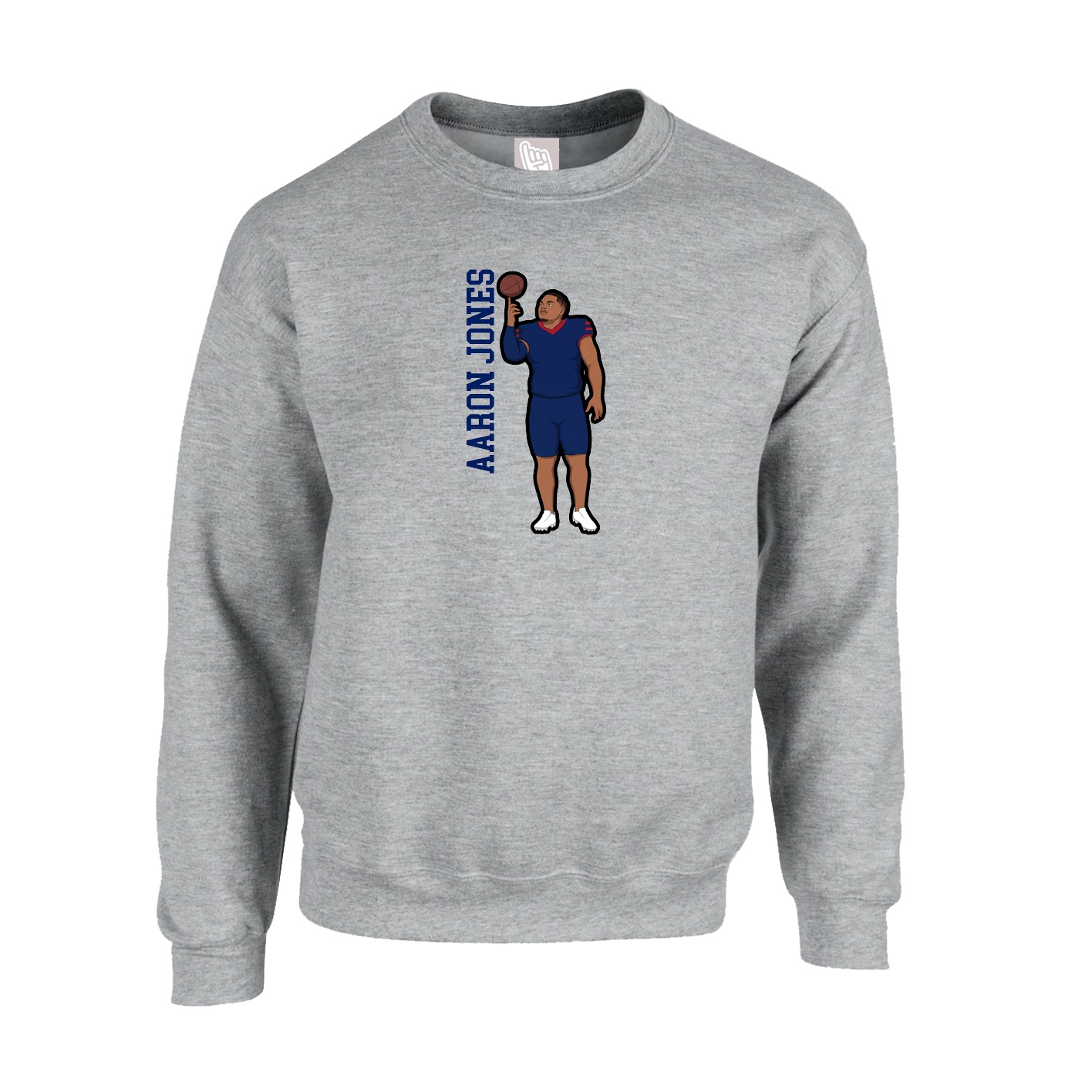 Fleece Crew — Name Vertical in Grey