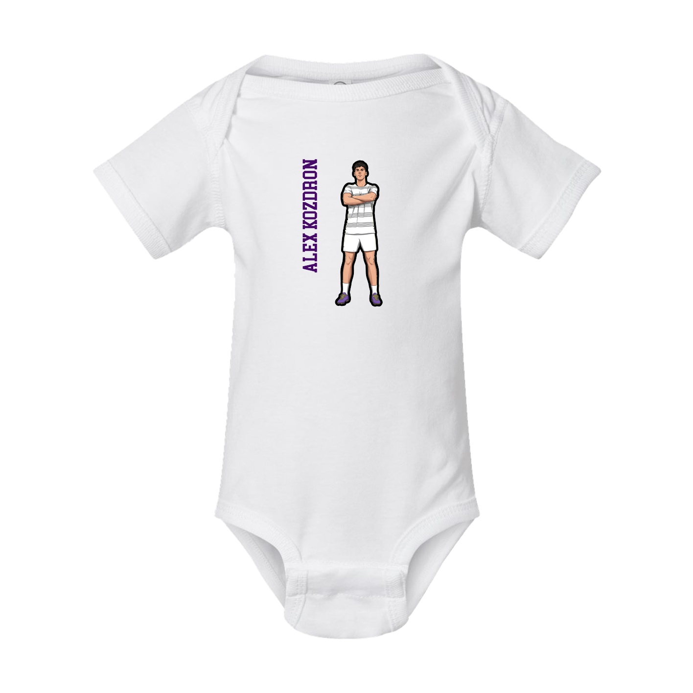 Baby Onesie — Name Vertical in White