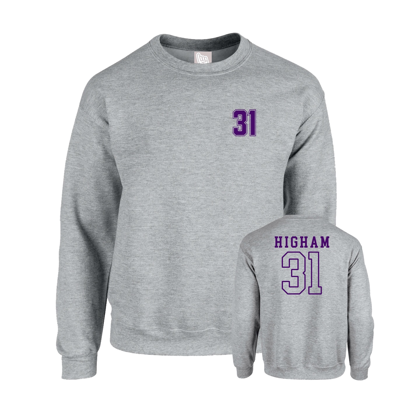 Fleece Crew — Chest Back in Grey