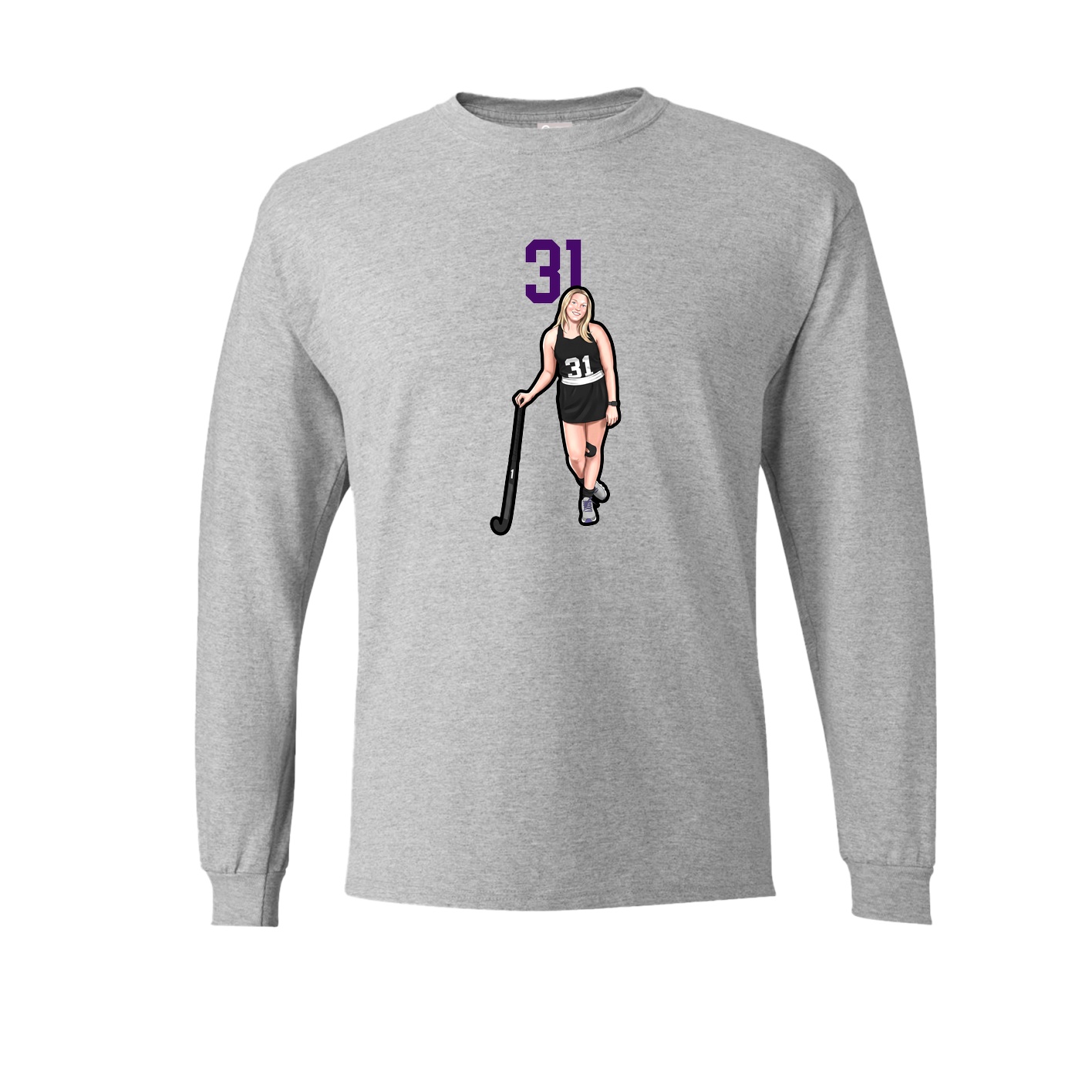 Long Sleeve Tee — Number Top in Grey