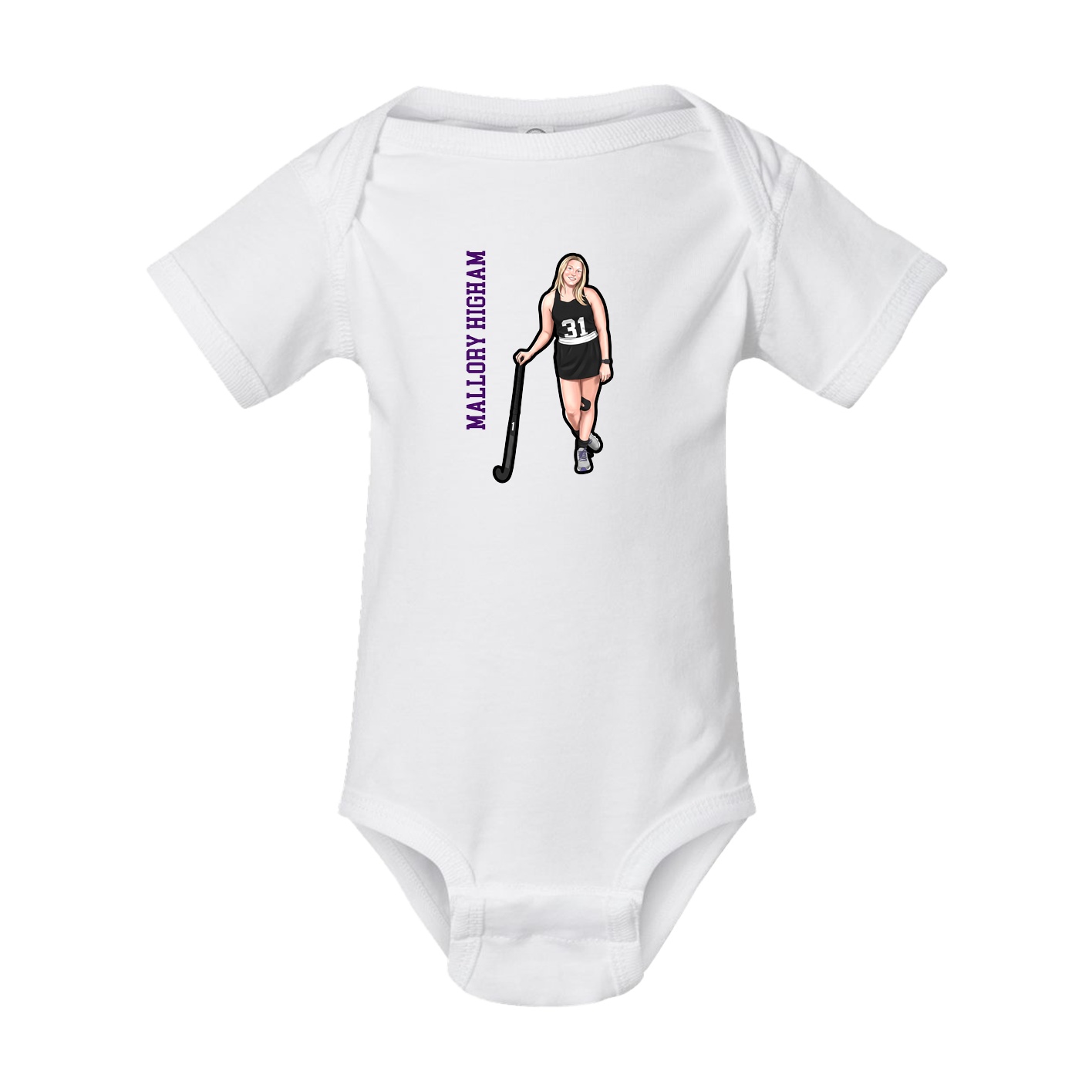 Baby Onesie — Name Vertical in White