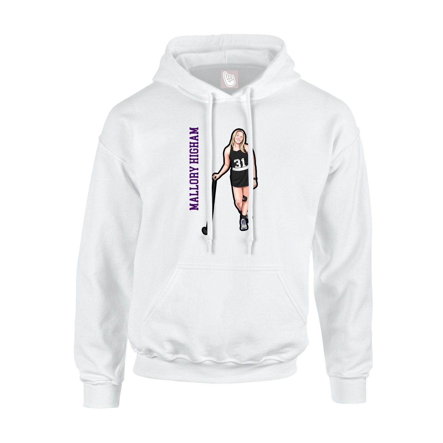 Youth Hoodie — Name Vertical in White