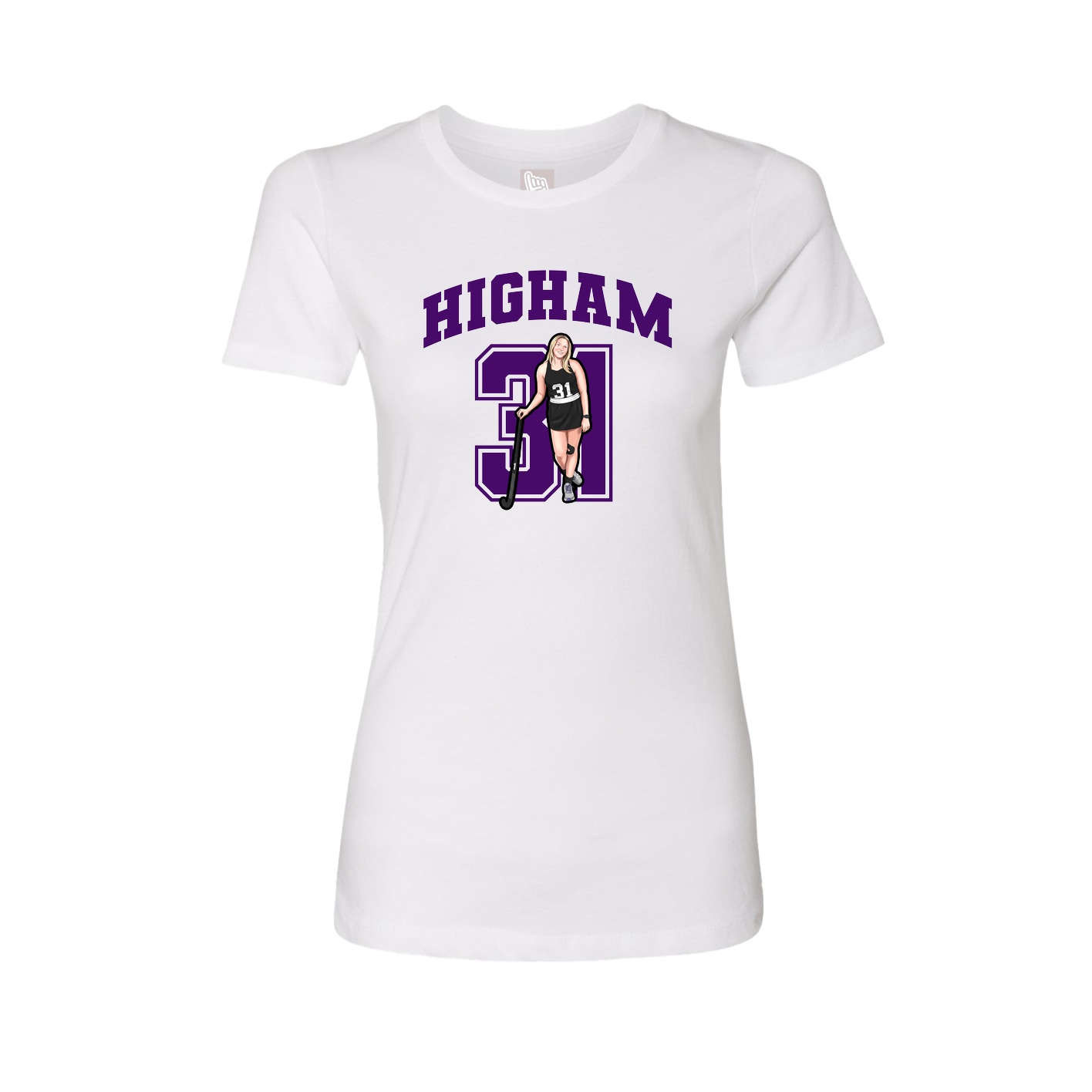 Fitted Women's Tee — Number in White
