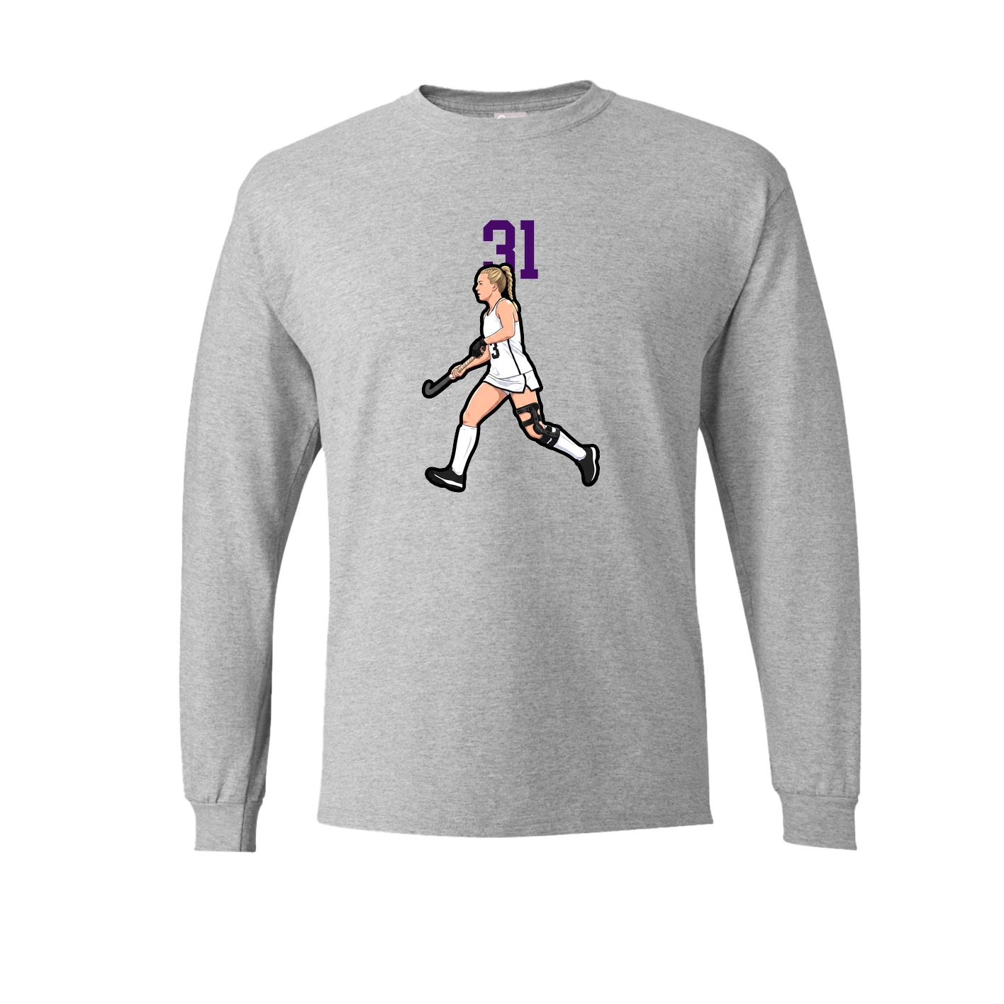 Long Sleeve Tee — Number Top in Grey