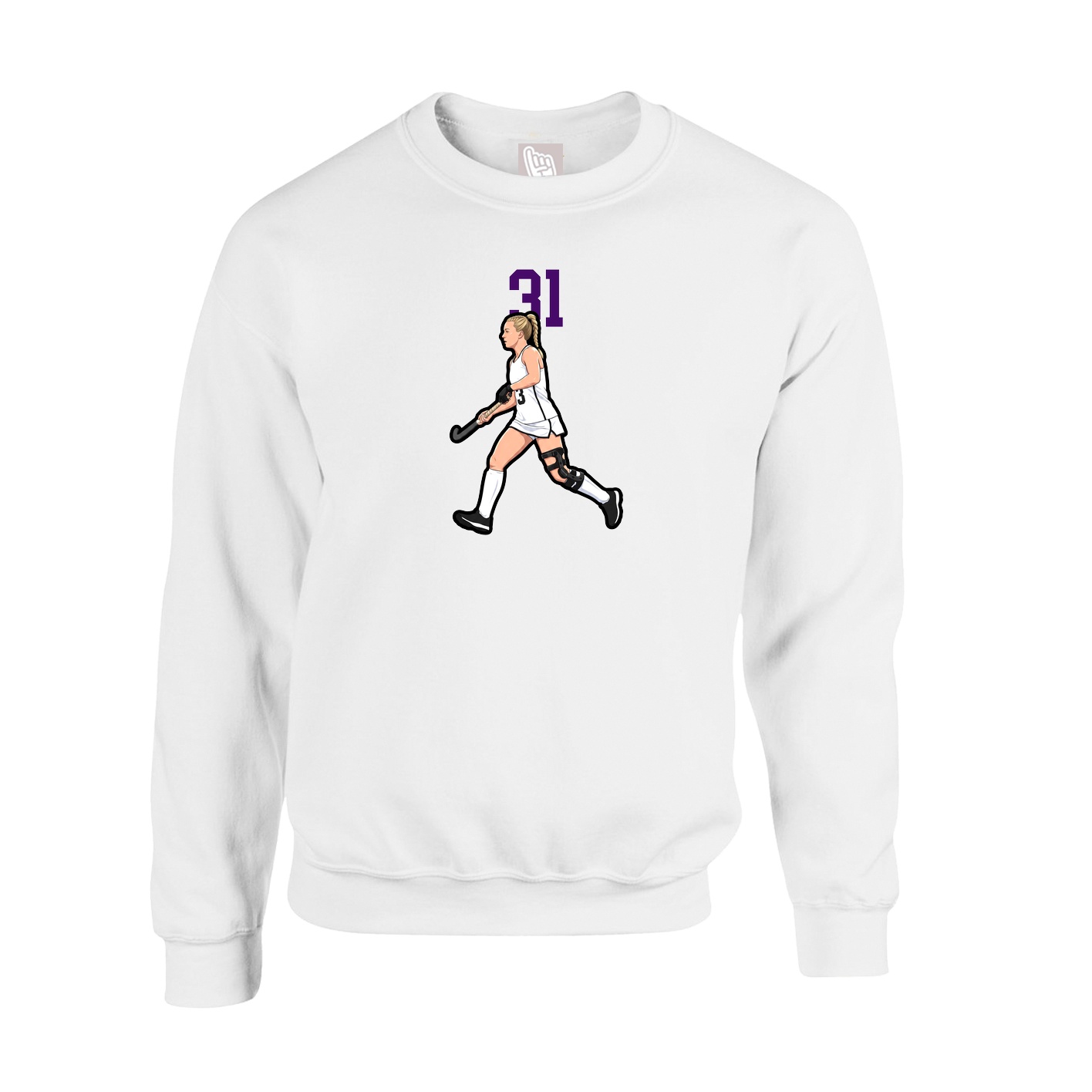 Fleece Crew — Number Top in White