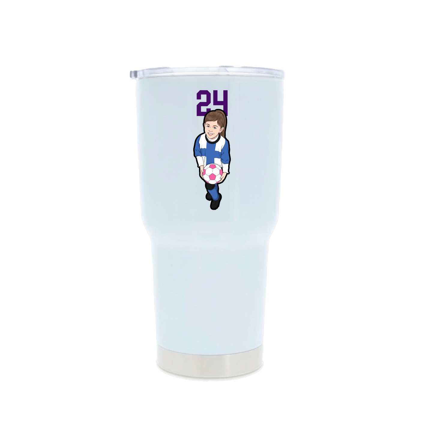 30oz Stainless Steel Tumbler — Number Top in White