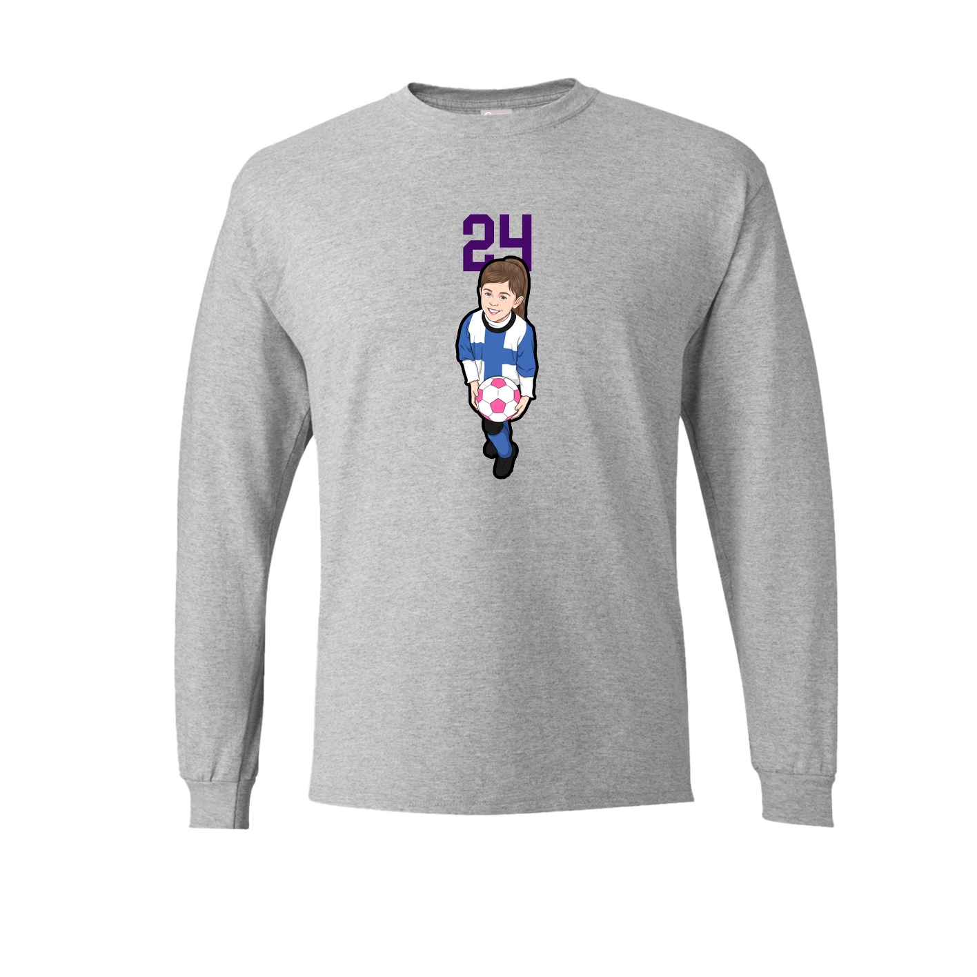 Long Sleeve Tee — Number Top in Grey