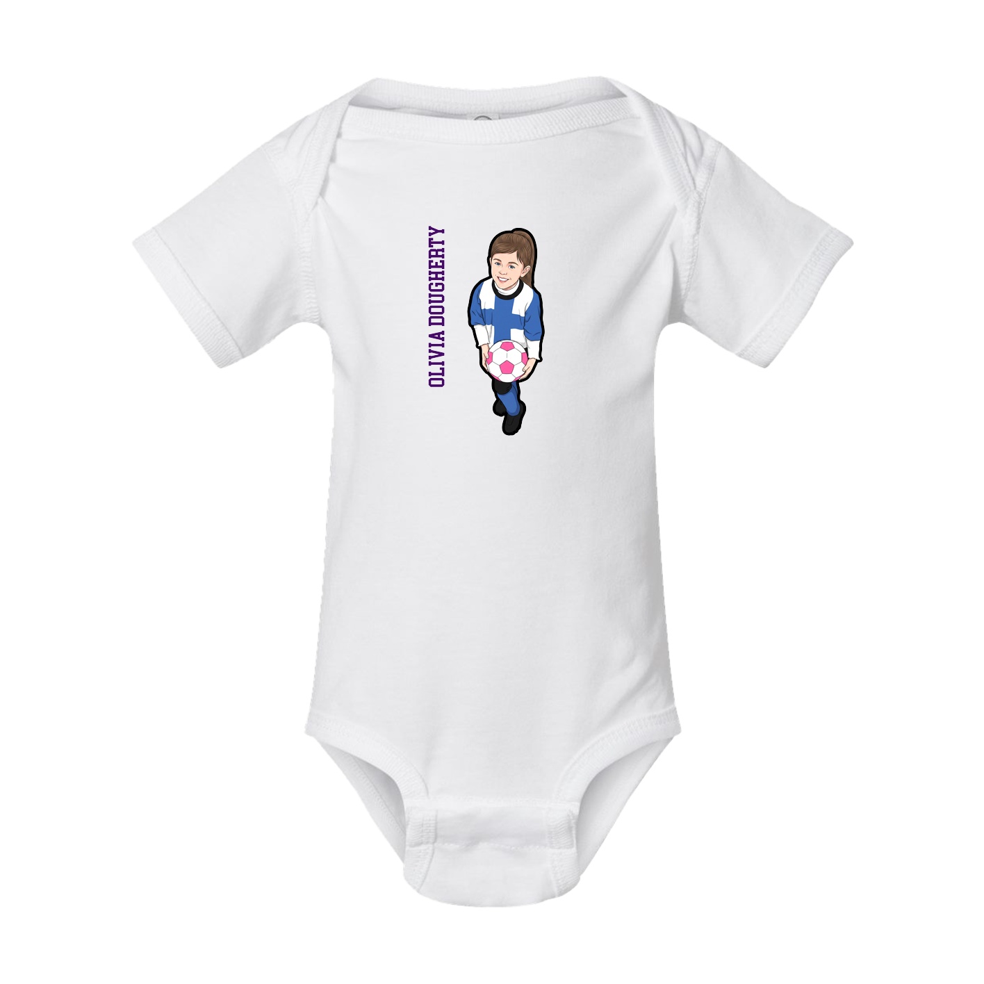 Baby Onesie — Name Vertical in White