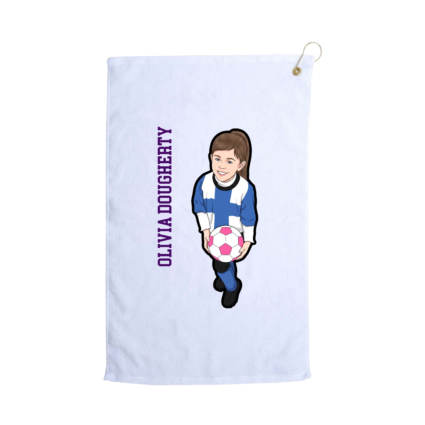 Golf Towel — Name Vertical in White