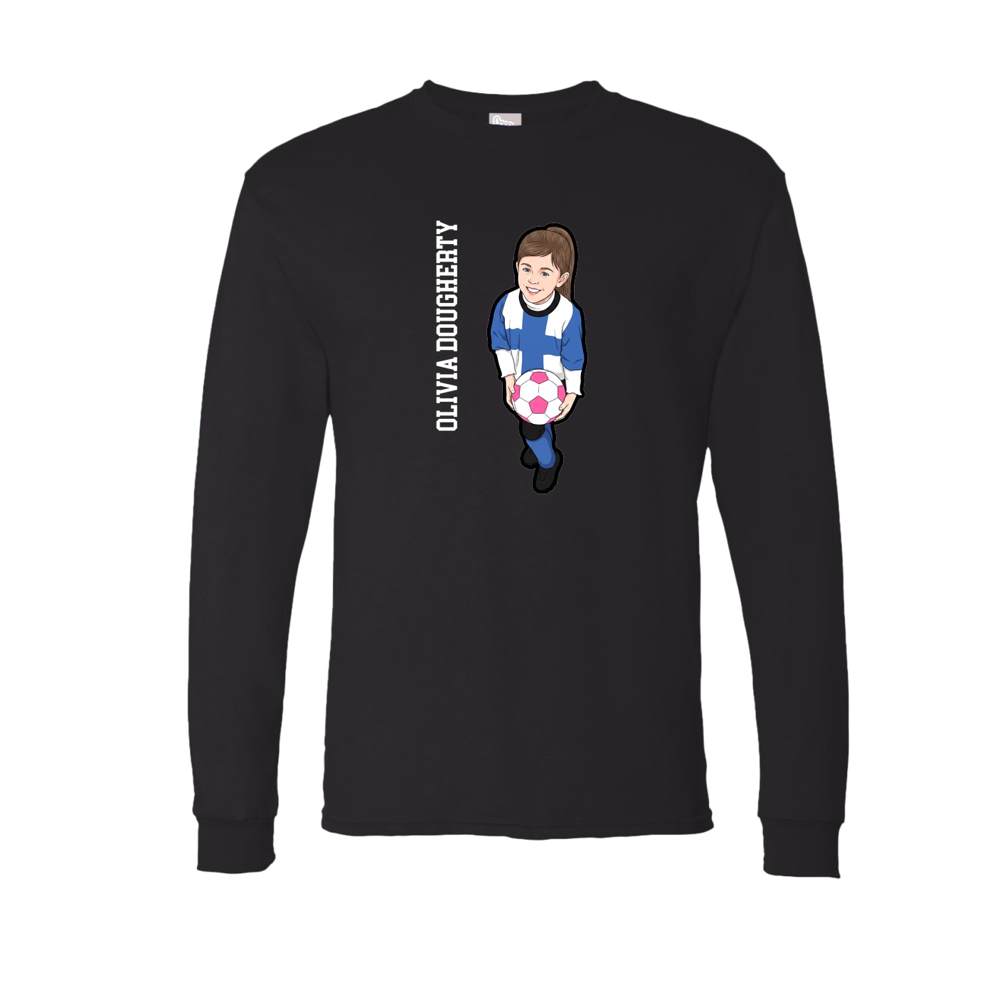 Long Sleeve Tee — Name Vertical in Black