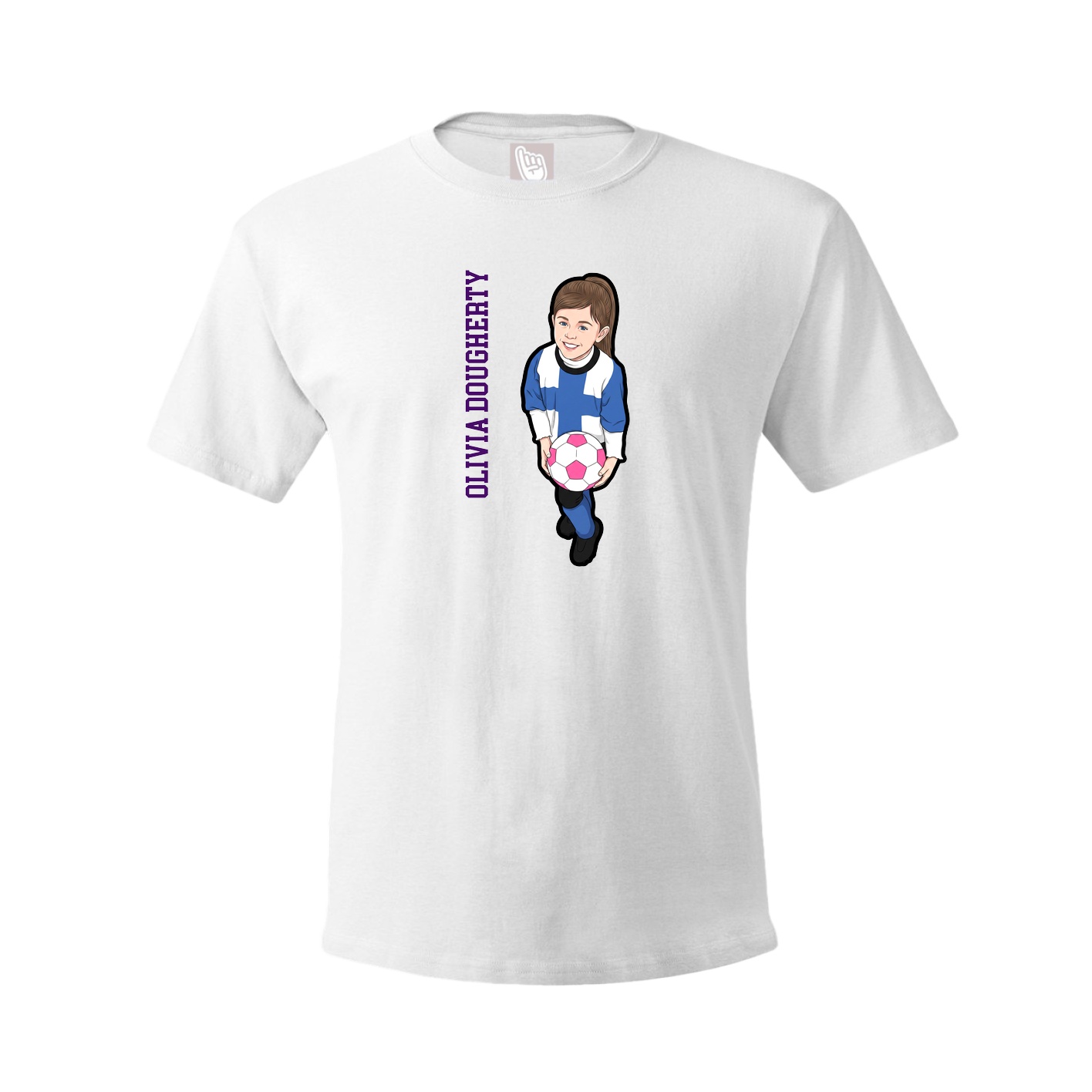 Youth Tee — Name Vertical in White